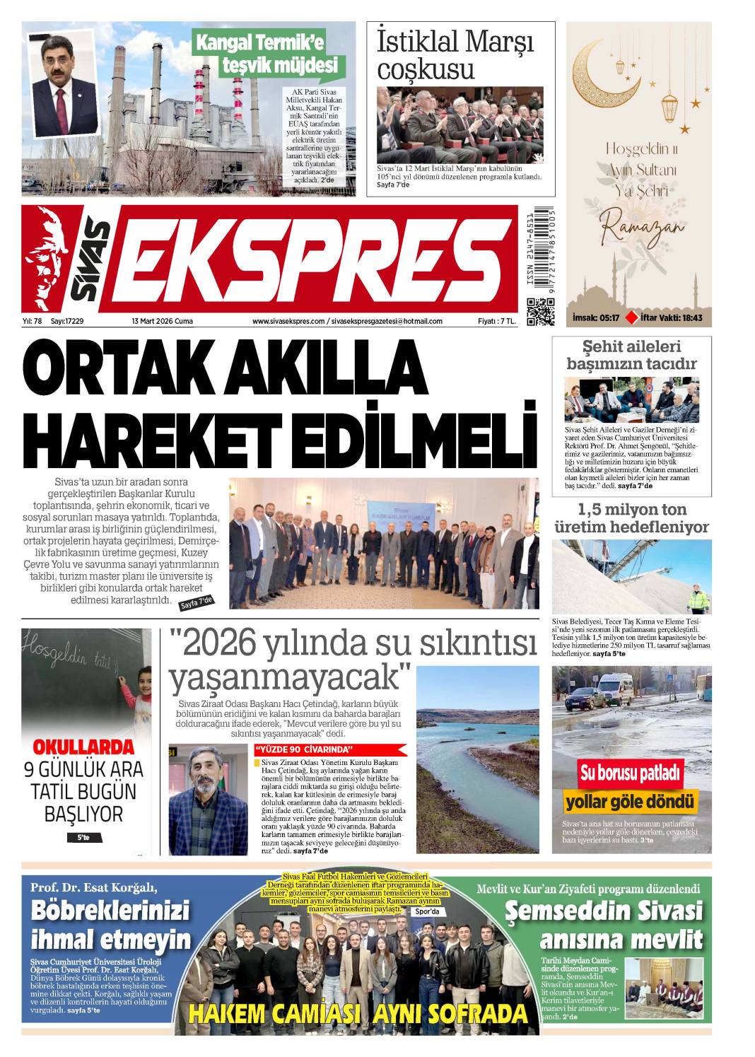 13 Mart tarihli gazetemiz 2