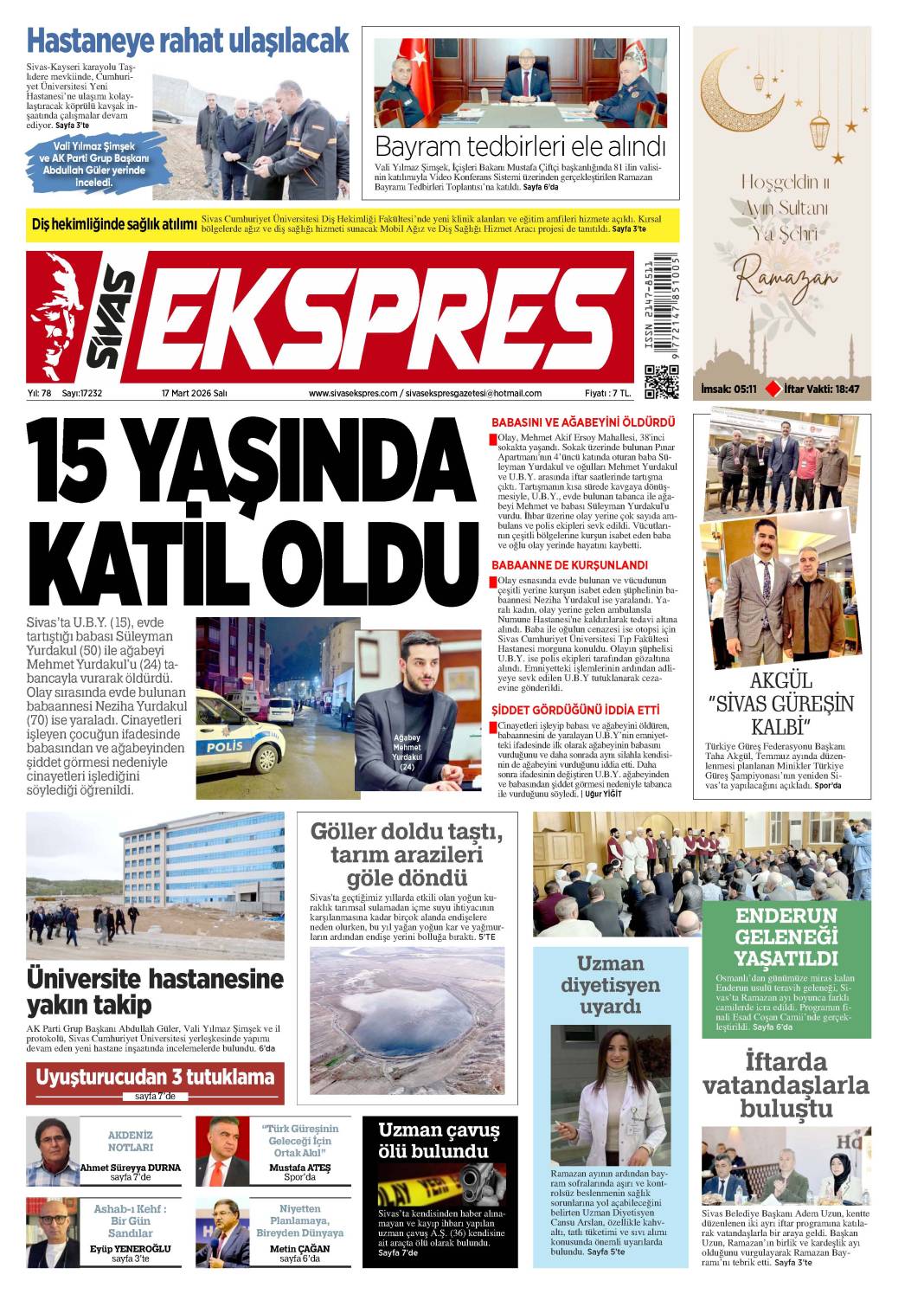 17 Mart tarihli gazetemiz 2