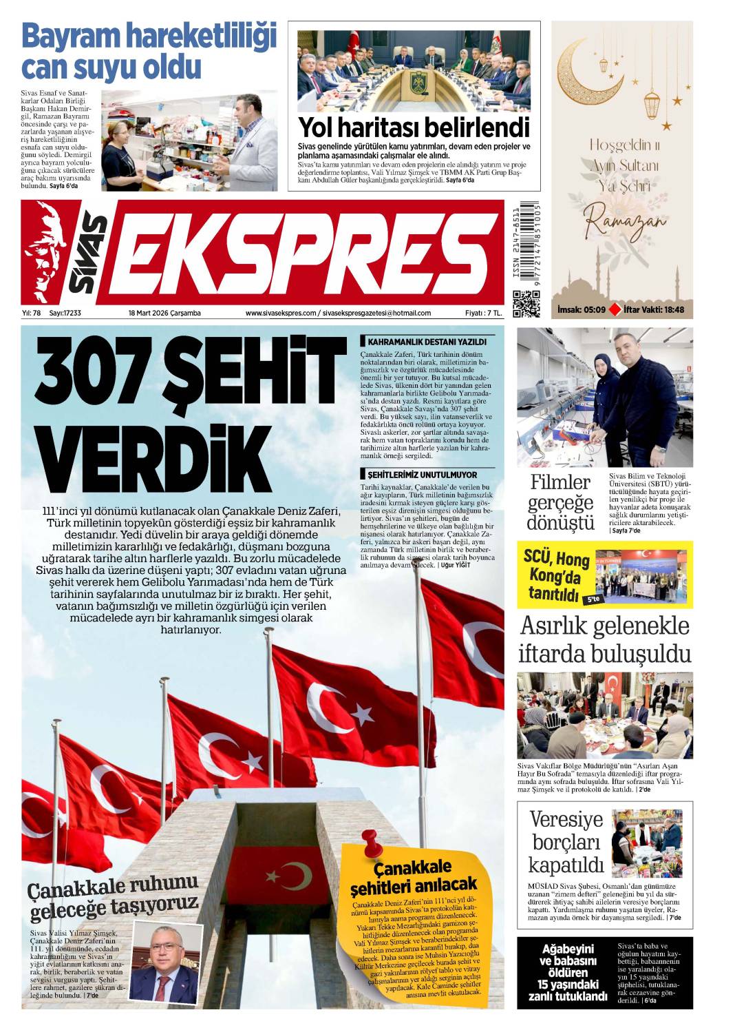 18 Mart tarihli gazetemiz 2