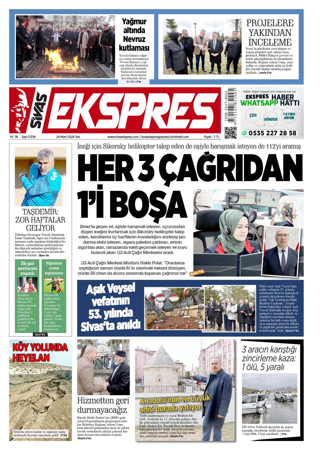 24 Mart 2026 tarihli gazetemiz 1