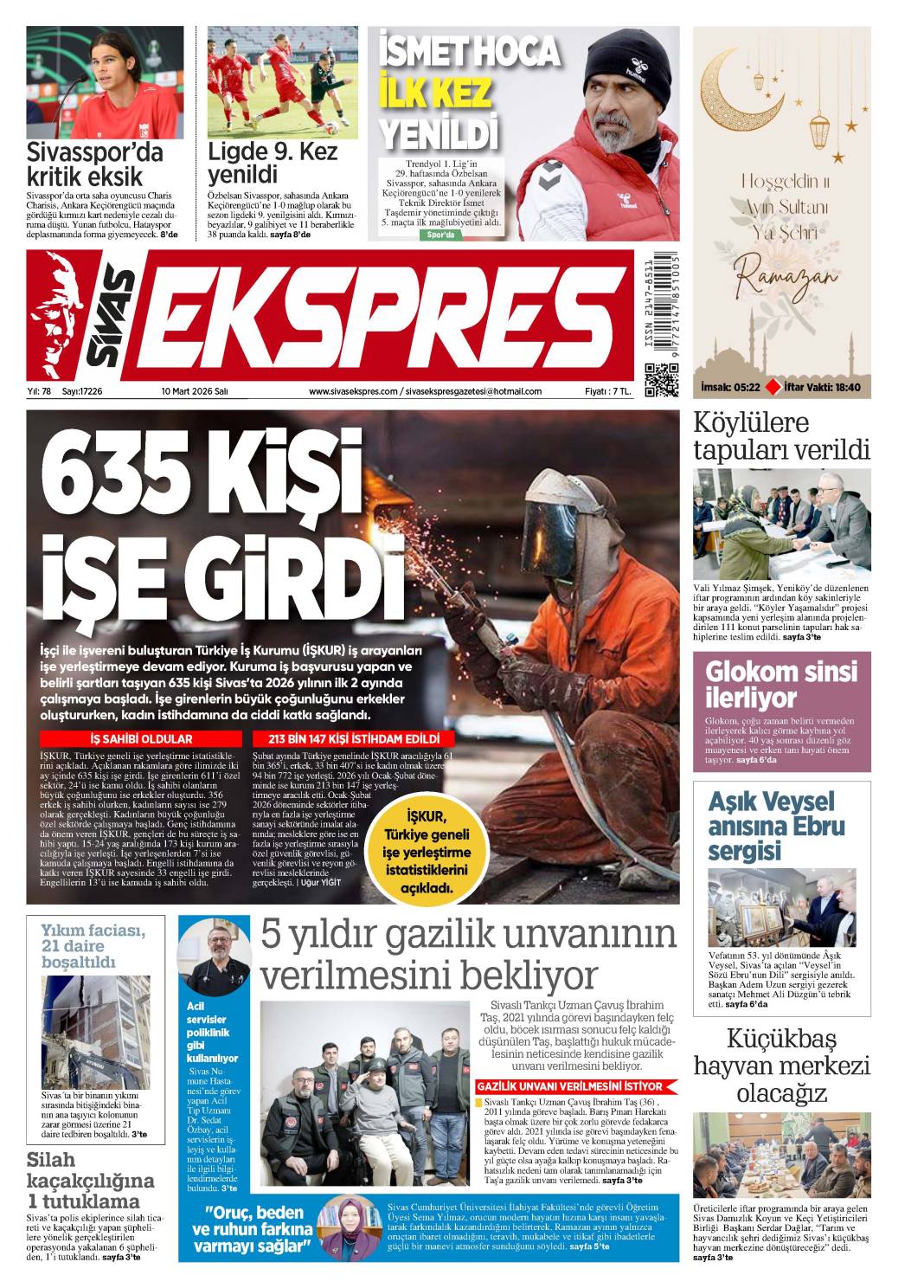 10 Mart tarihli gazetemiz 1