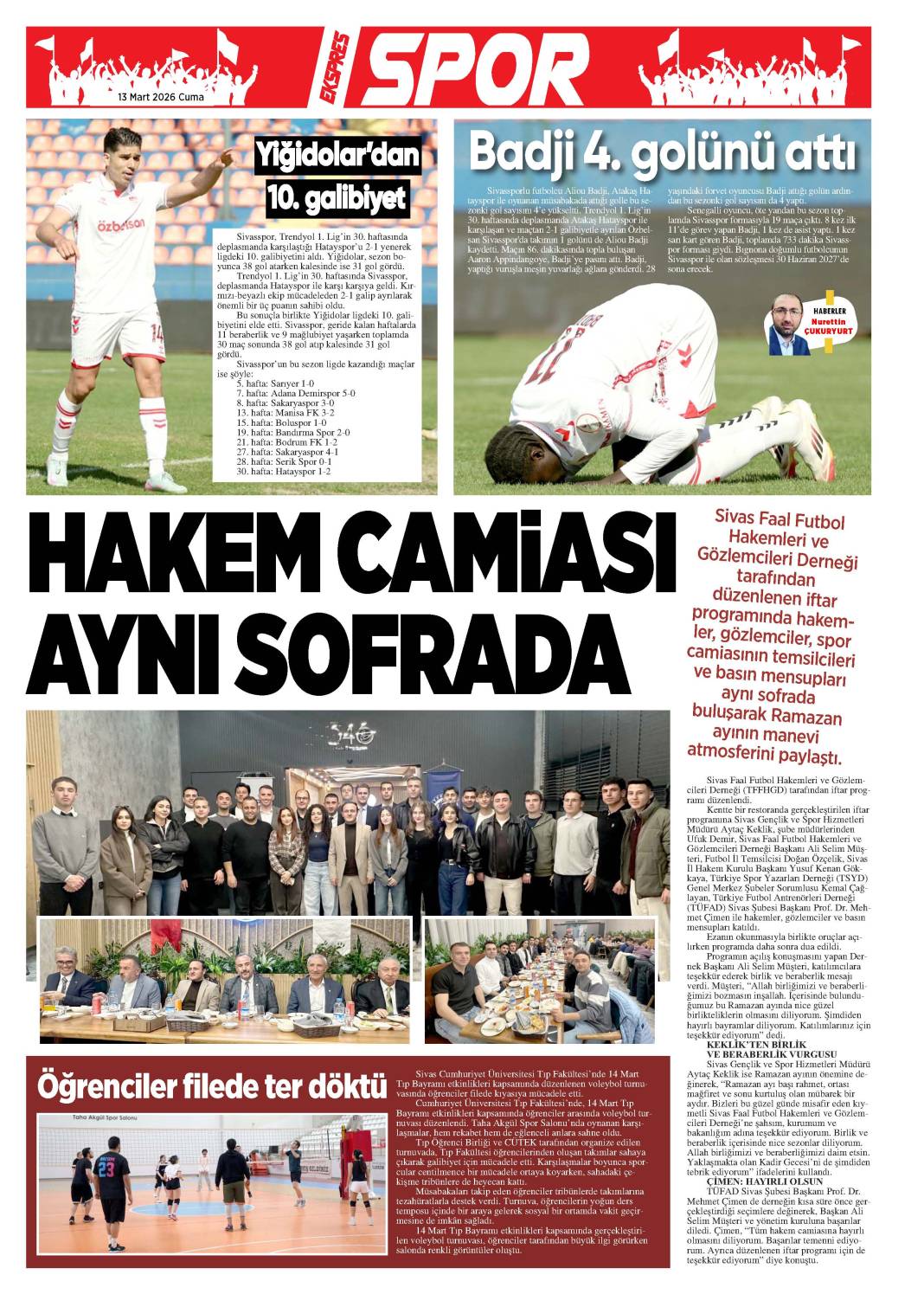 13 Mart tarihli gazetemiz 1