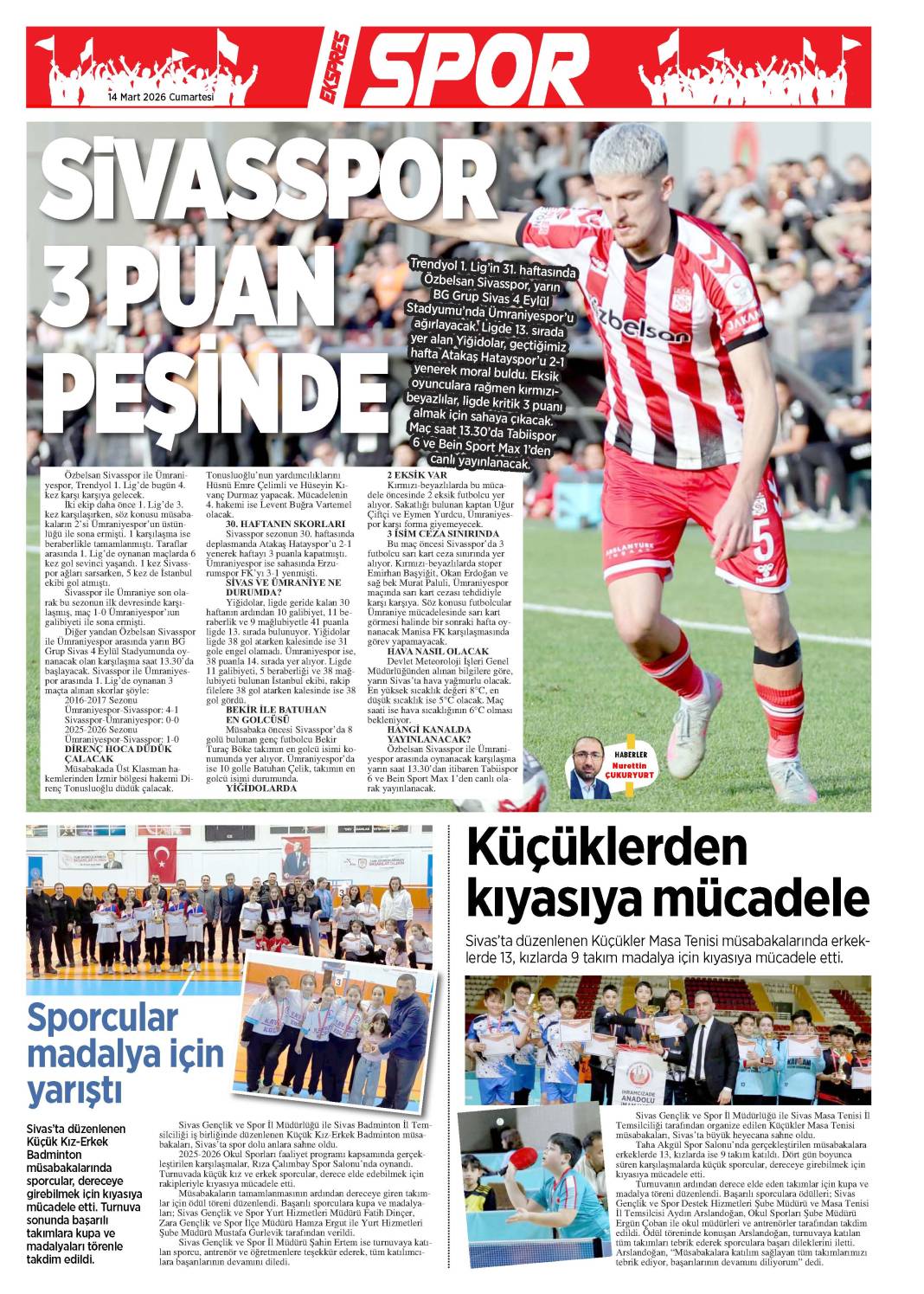 14 Mart tarihli gazetemiz 1