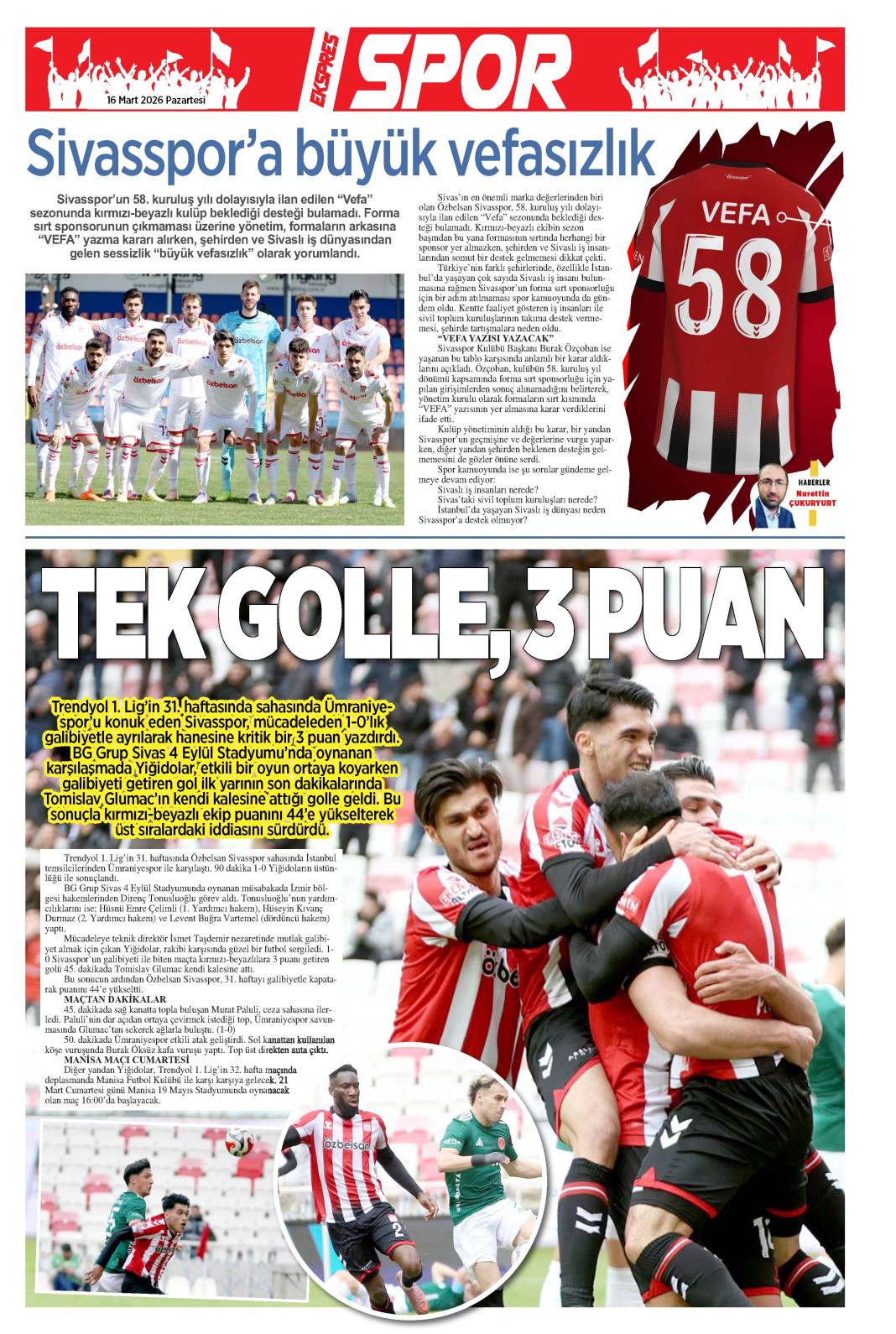 16 Mart tarihli gazetemiz 1