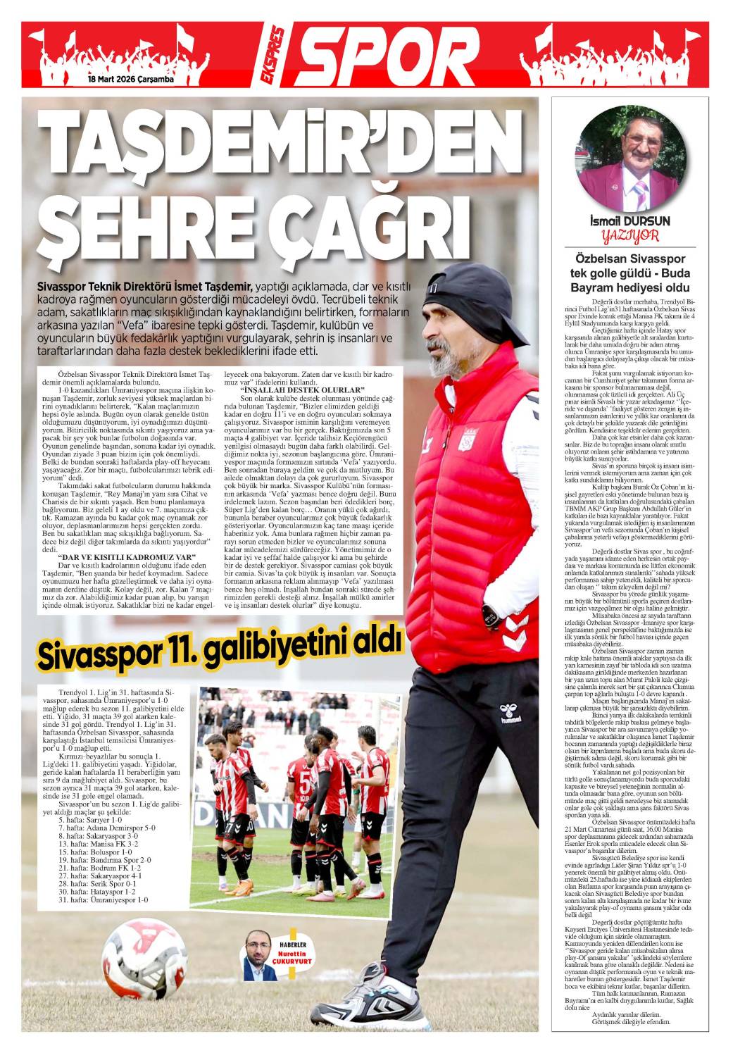 18 Mart tarihli gazetemiz 1