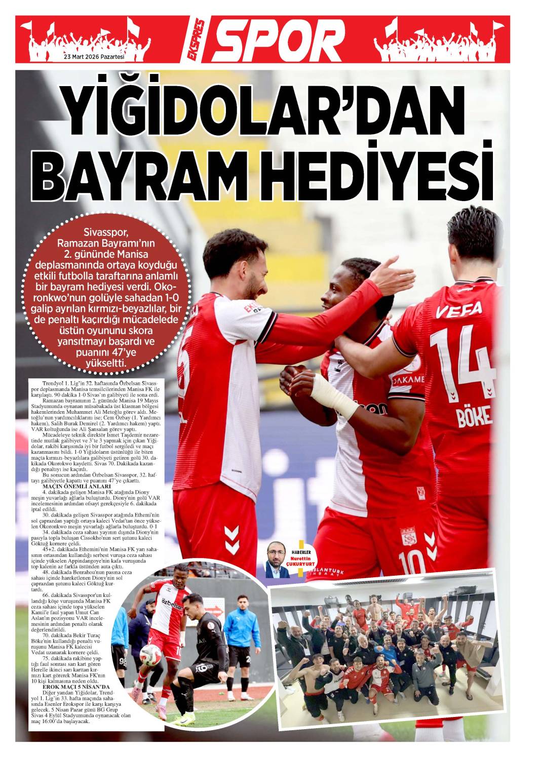 23 Mart tarihli gazetemiz 2