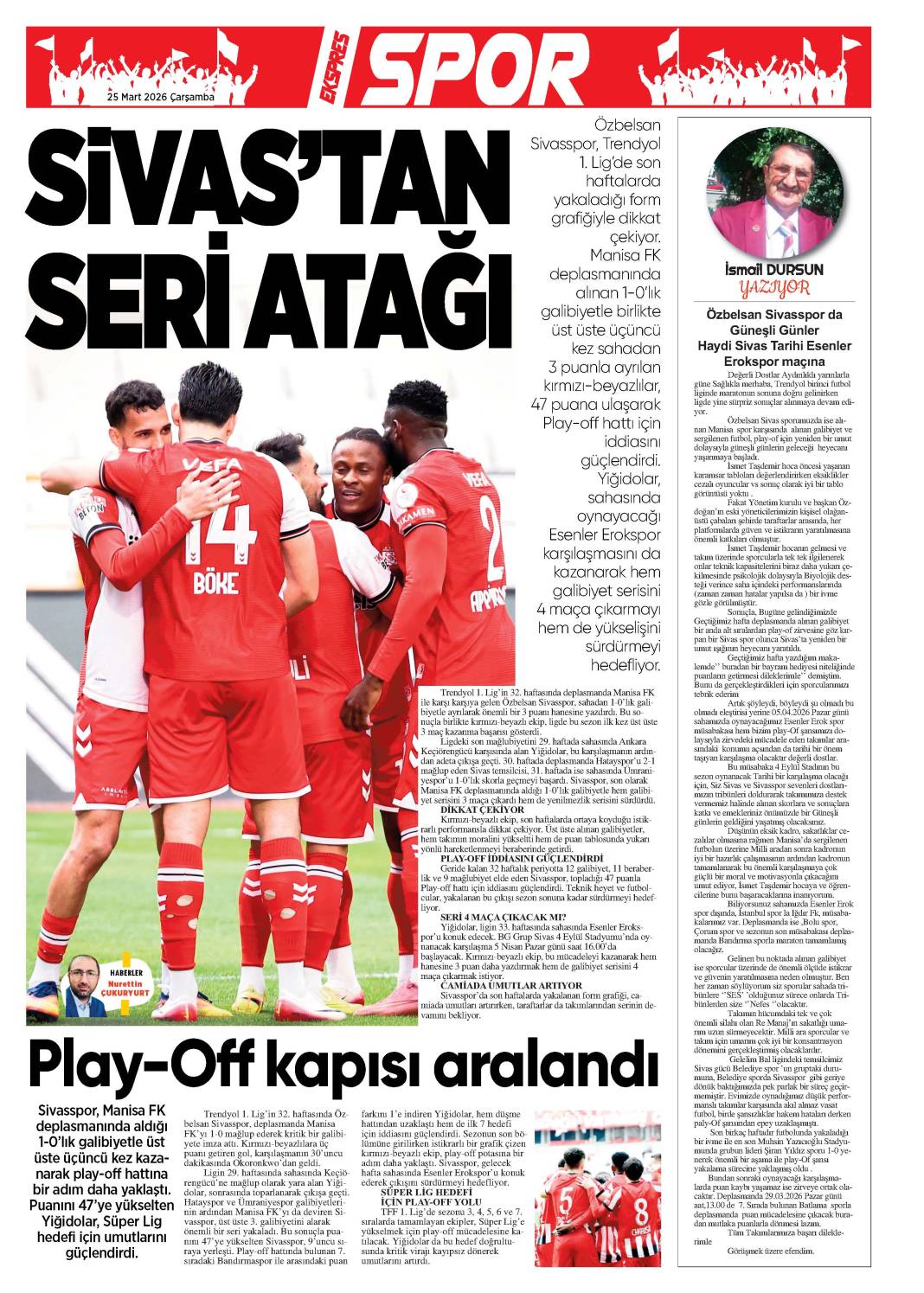 25 Mart tarihli gazetemiz 2