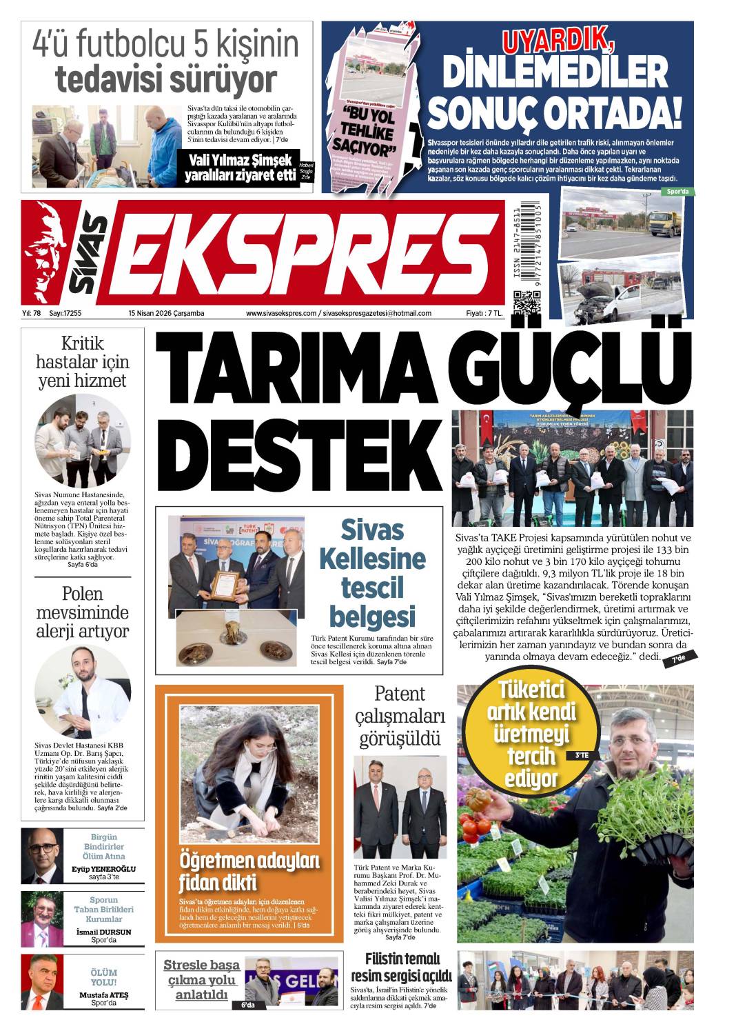 15 Nisan tarihli gazetemiz 1