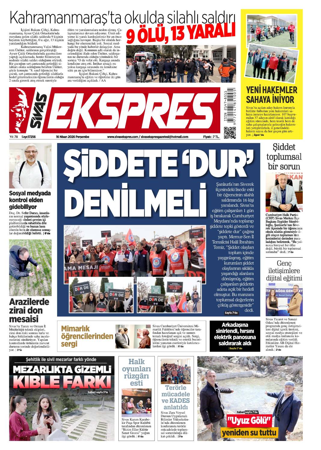 16 Nisan tarihli gazetemiz 1