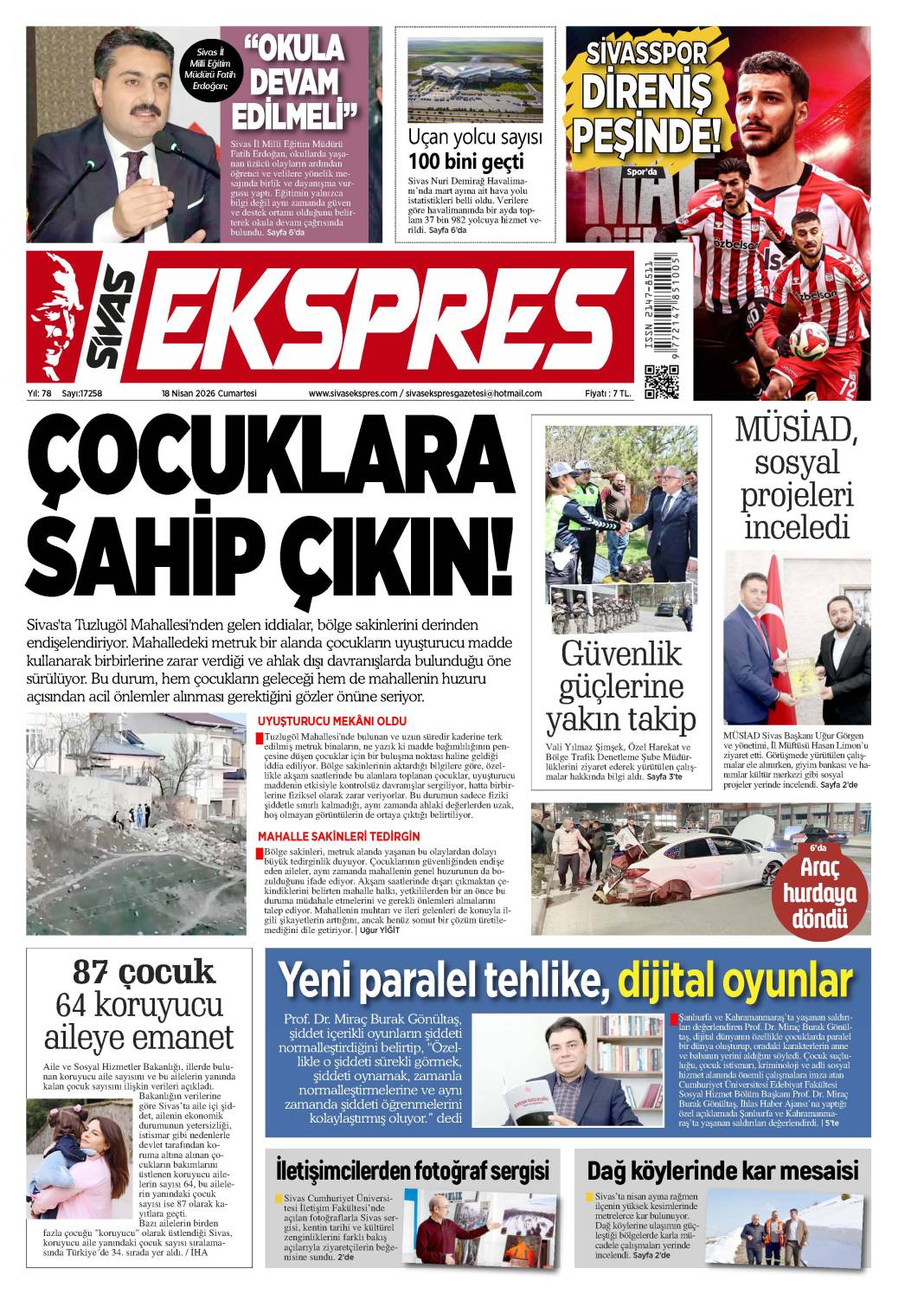 18 Nisan tarihli gazetemiz 2