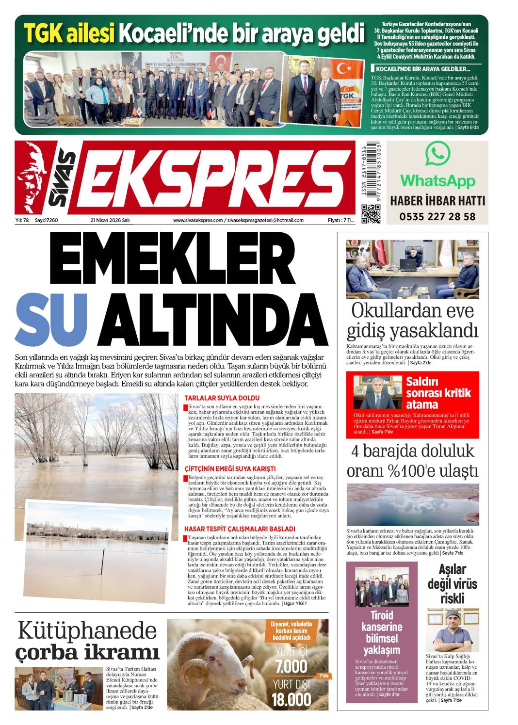 21 Nisan tarihli gazetemiz 2