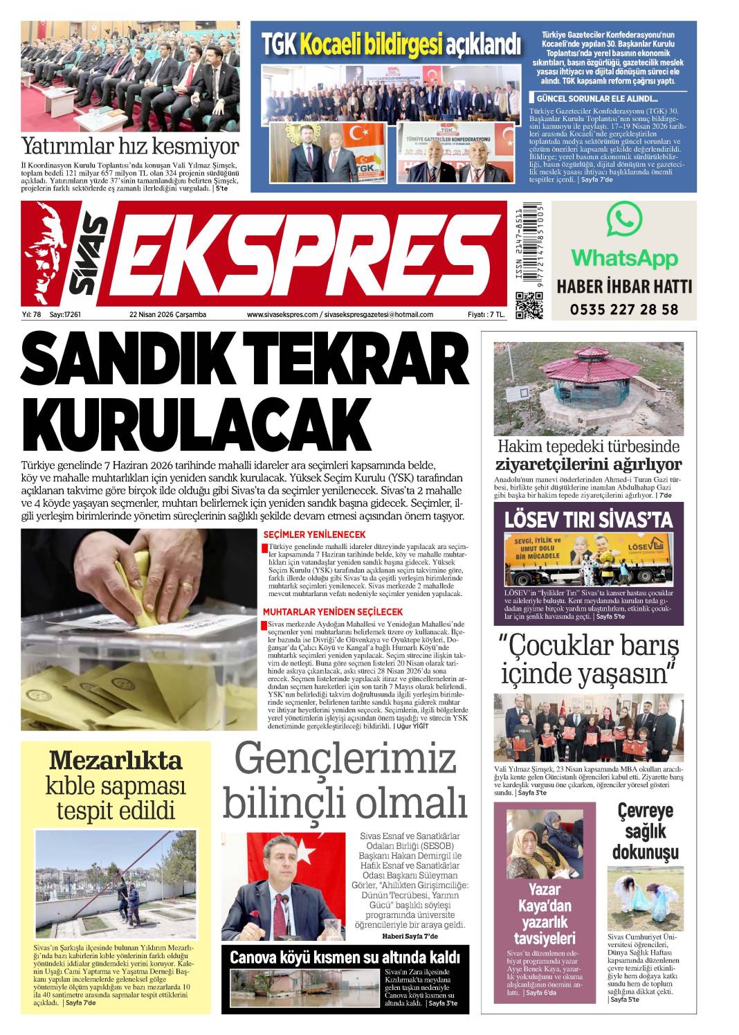 22 Nisan tarihli gazetemiz 1