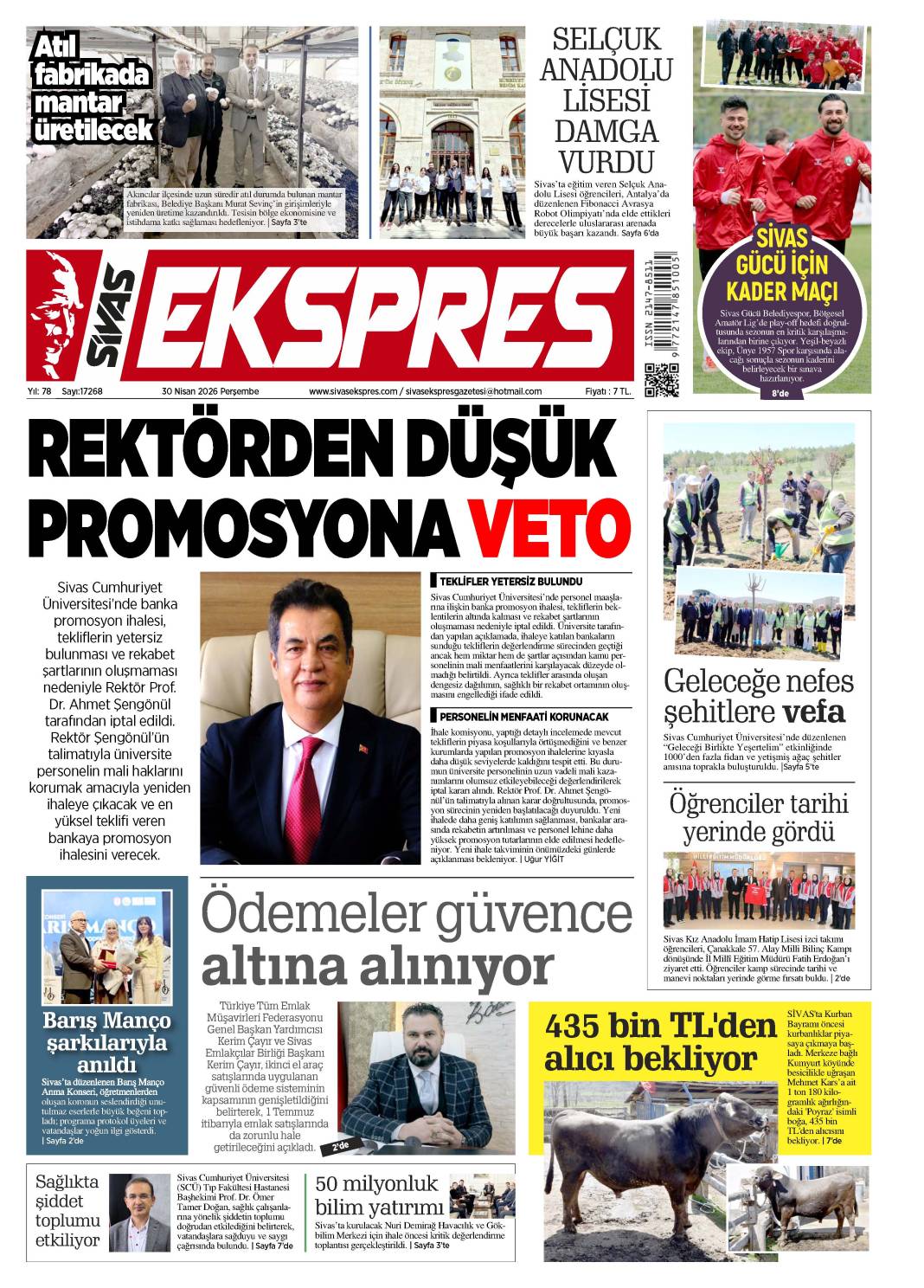 30 Nisan tarihli gazetemiz 2