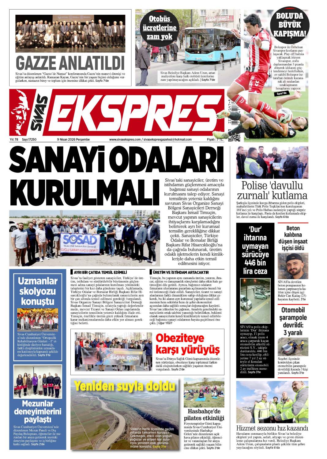 9 Nisan tarihli gazetemiz 2