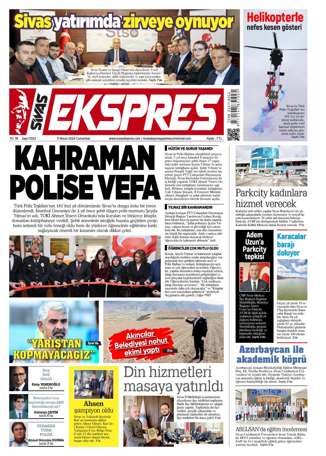 11 Nisan tarihli gazetemiz 2