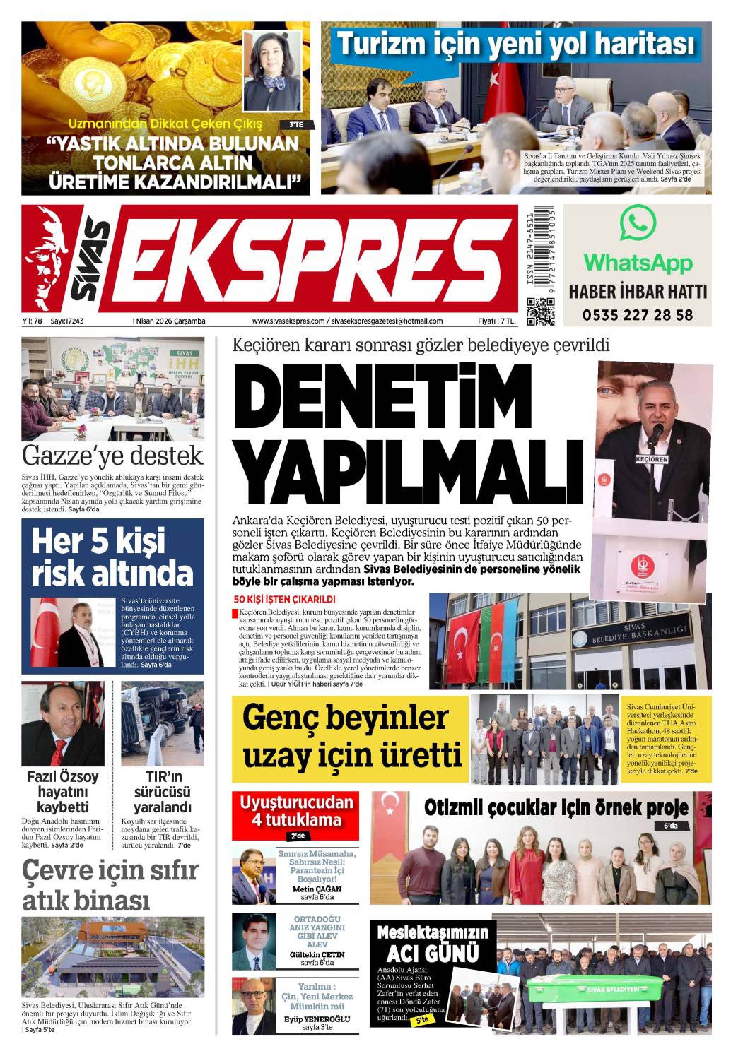 1 Nisan tarihli gazetemiz 2