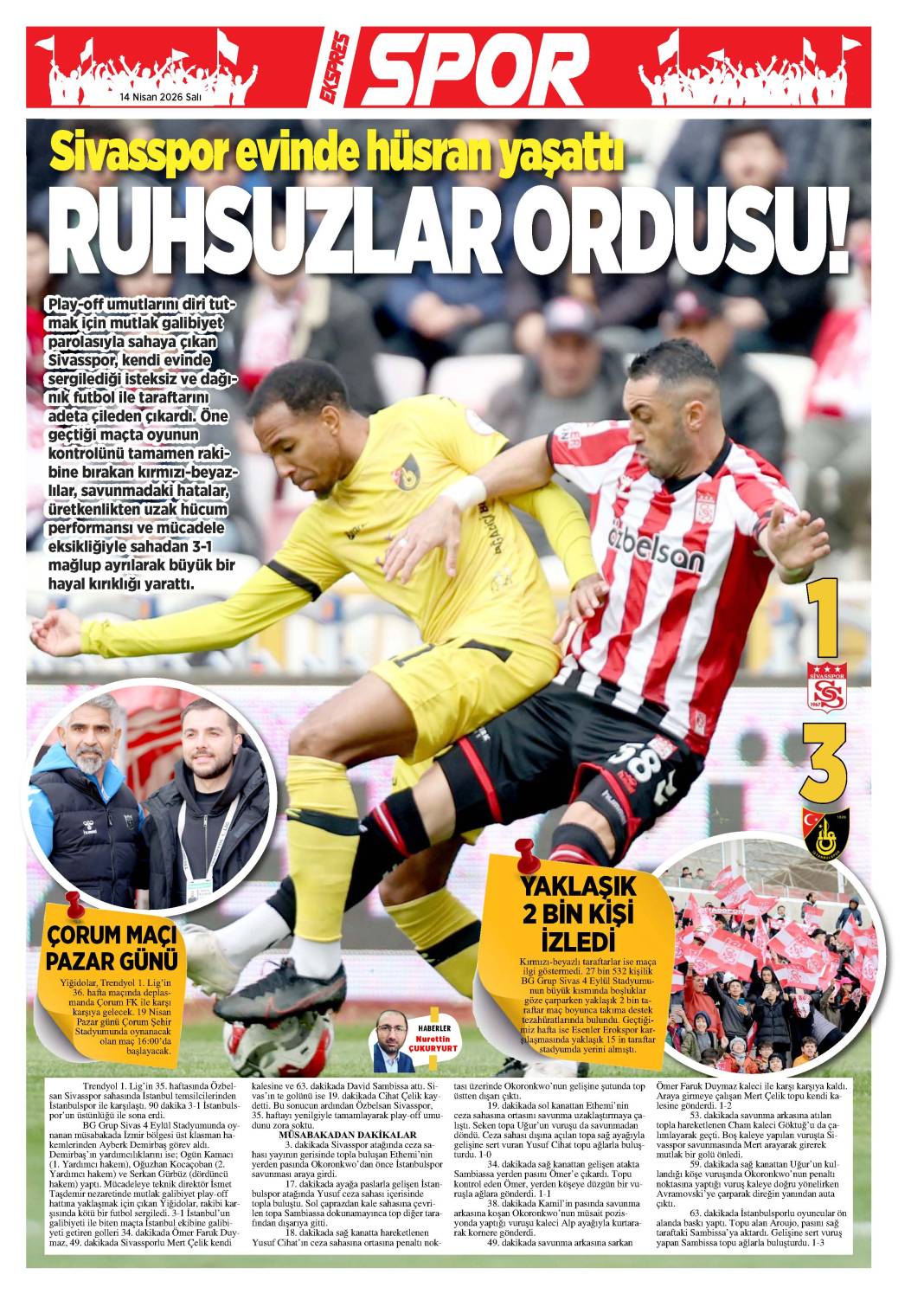 14 Nisan tarihli gazetemiz 2