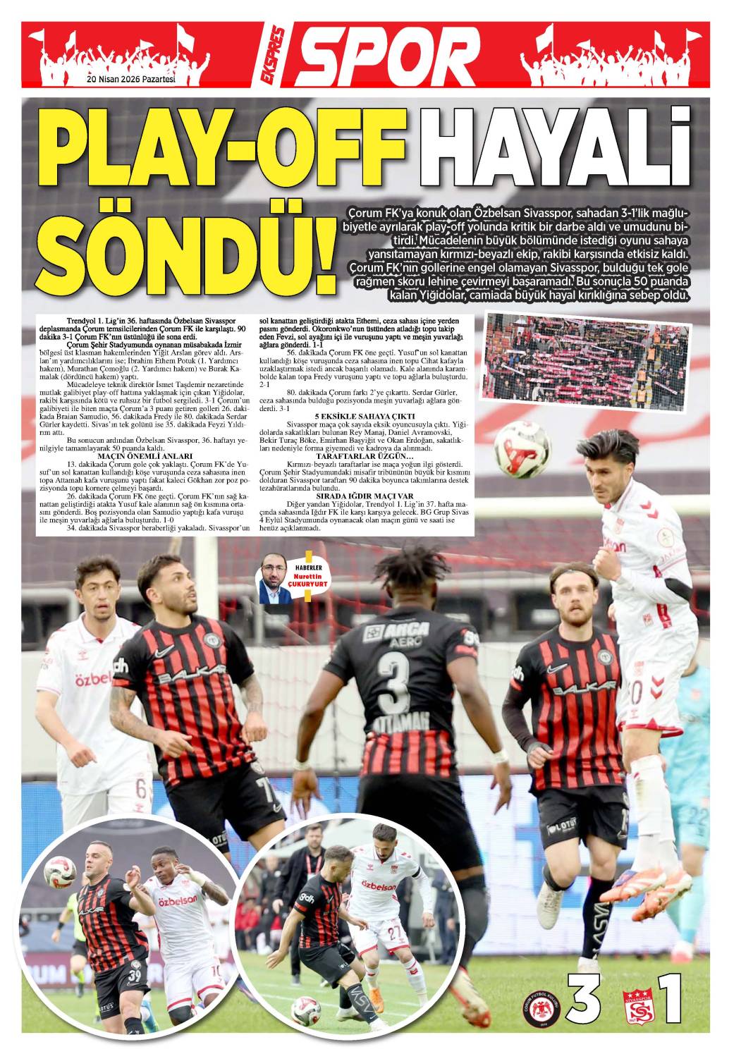 20 Nisan tarihli gazetemiz 2