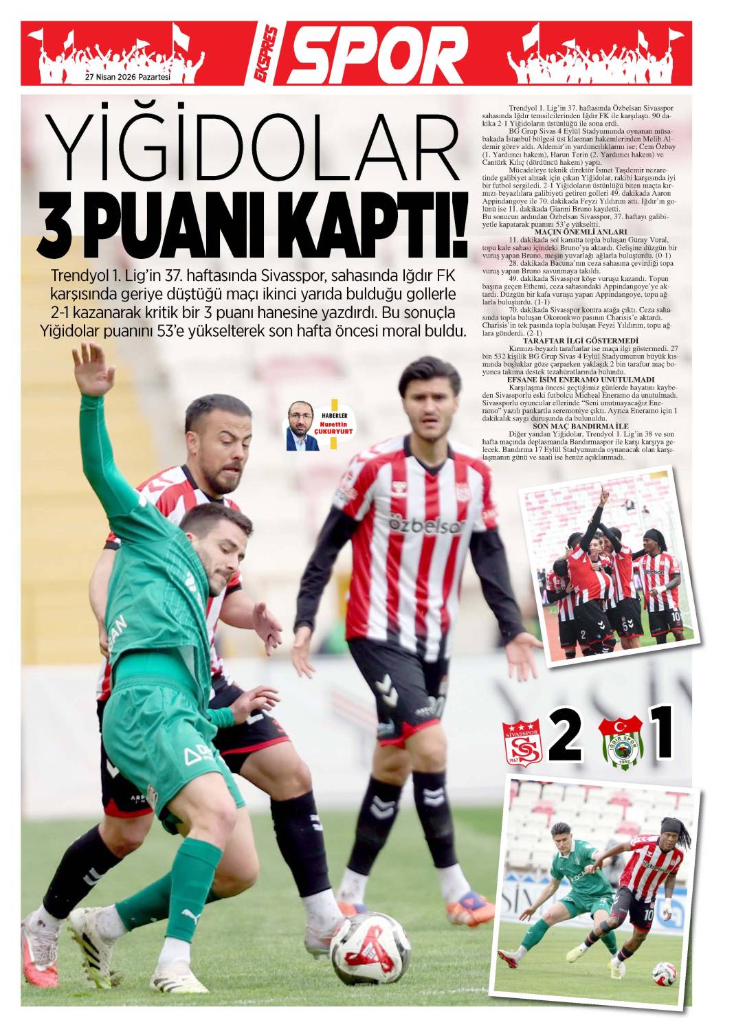 27 Nisan tarihli gazetemiz 2