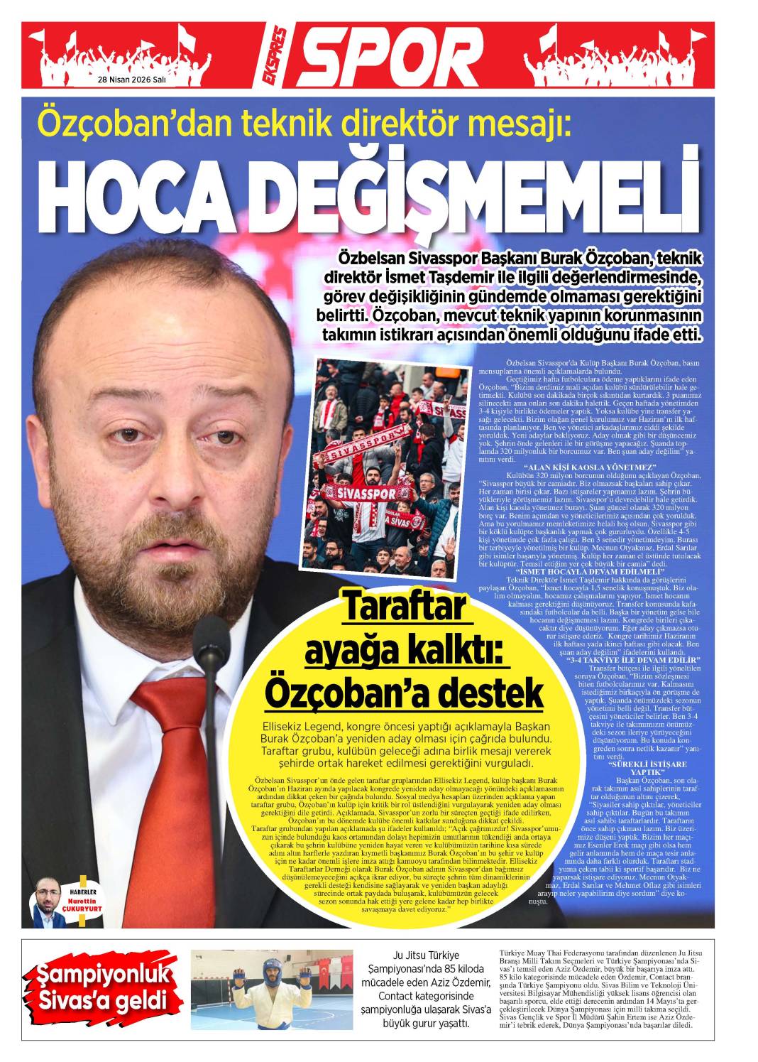 28 Nisan tarihli gazetemiz 2