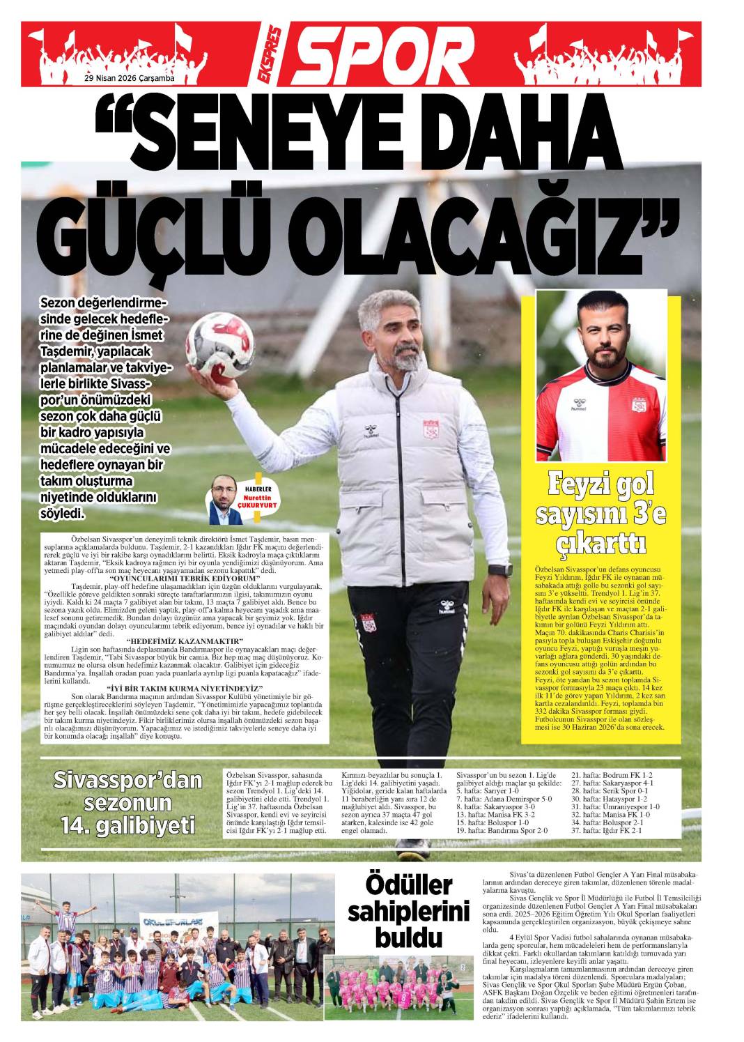 29 Nisan tarihli gazetemiz 2