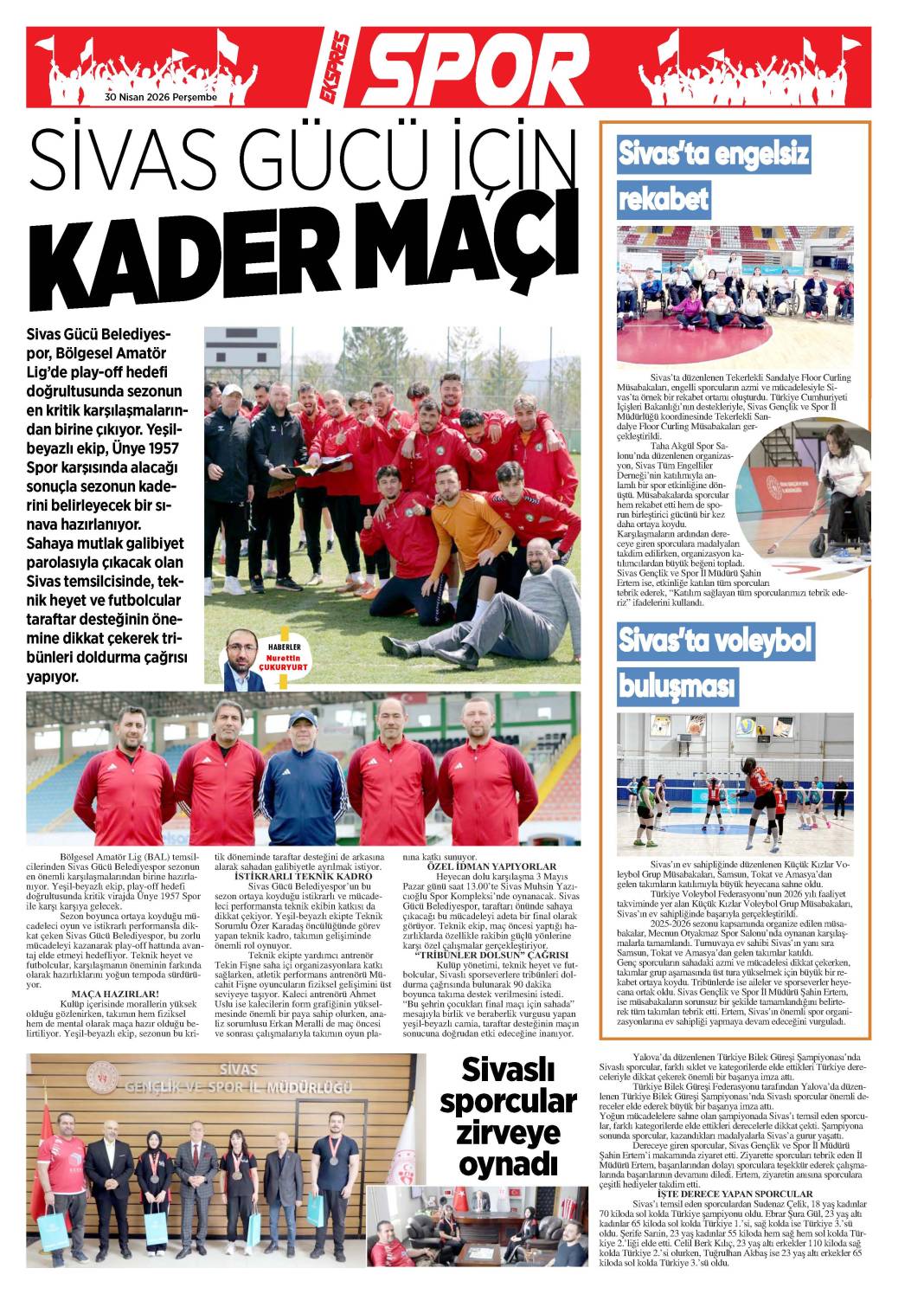 30 Nisan tarihli gazetemiz 1