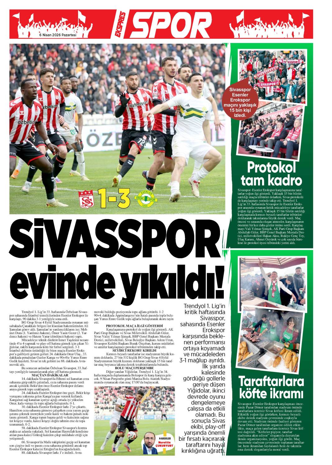 6 Nisan tarihli gazetemiz 2