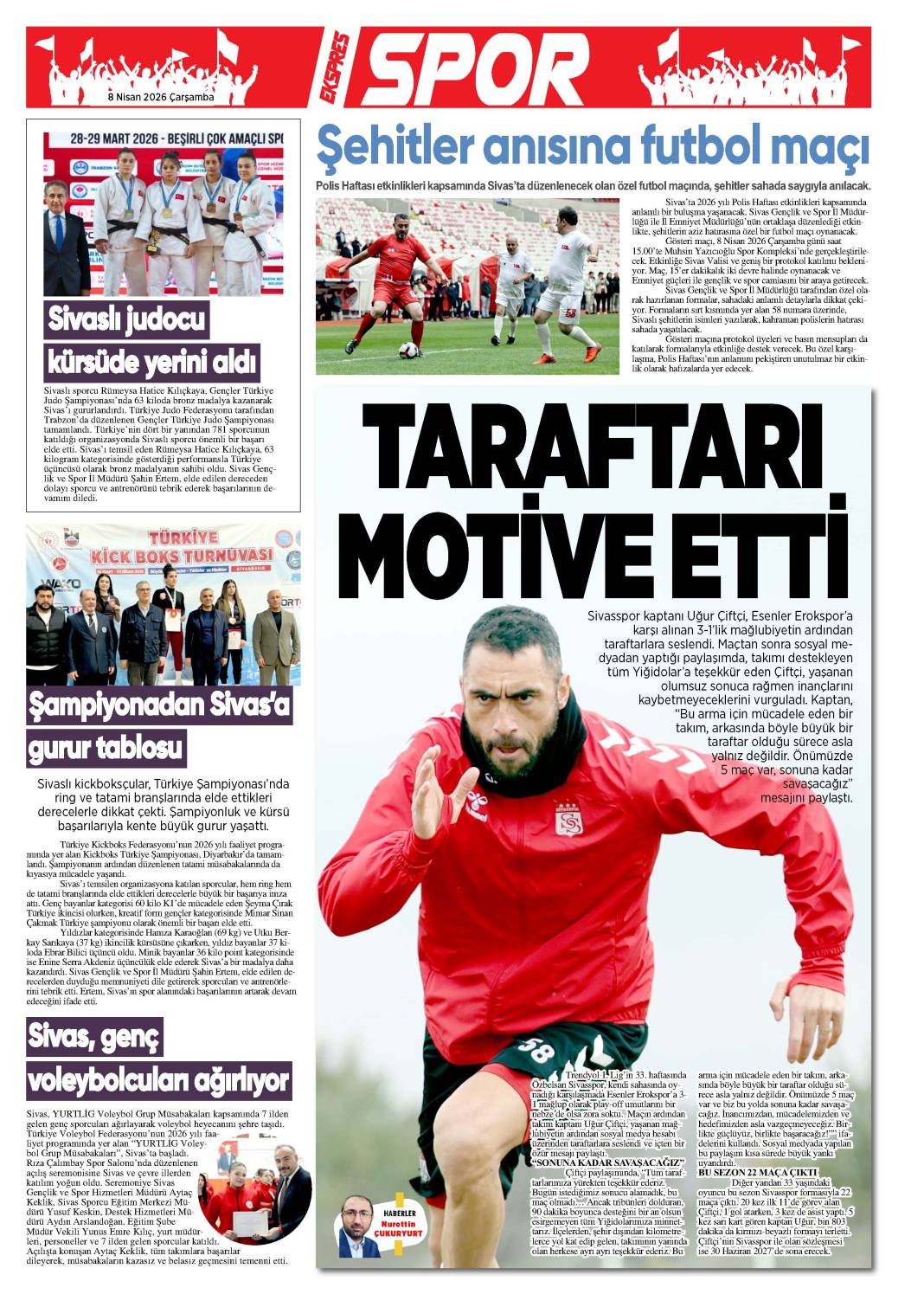 8 Nisan tarihli gazetemiz 2