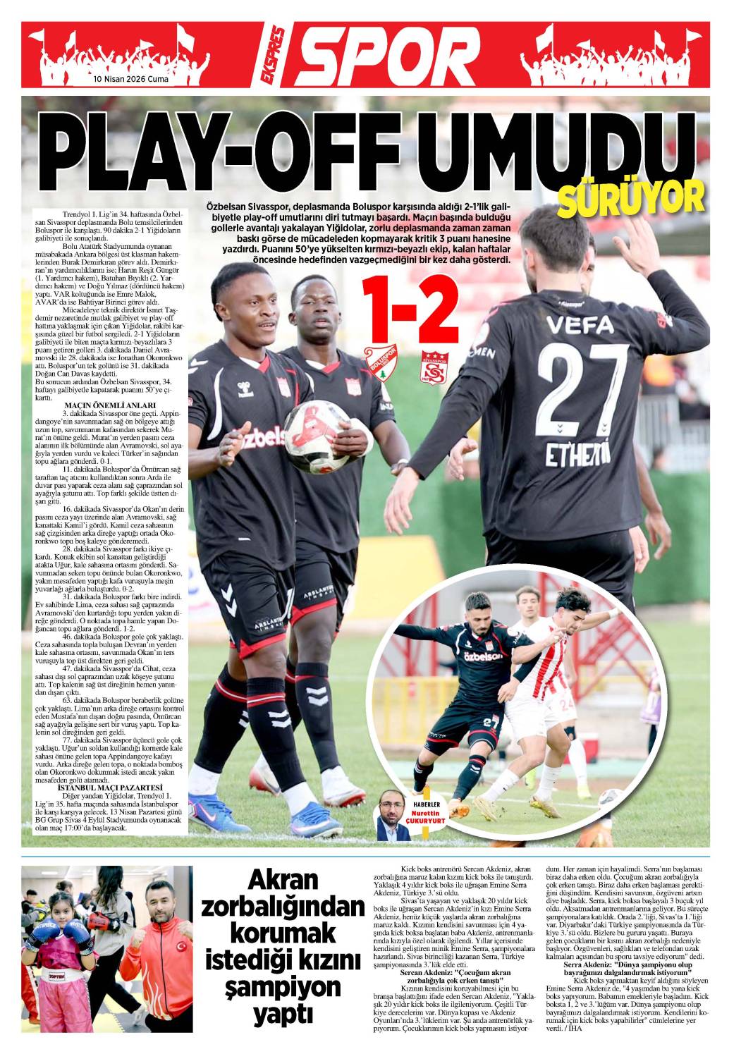 10 Nisan tarihli gazetemiz 2