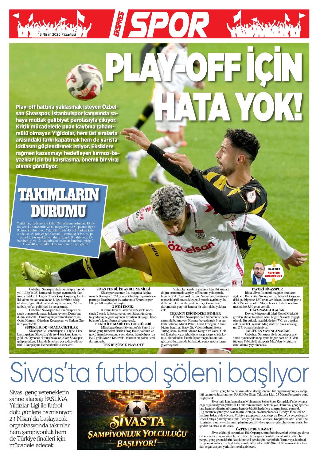 13 nisan tarihli gazetemiz 2