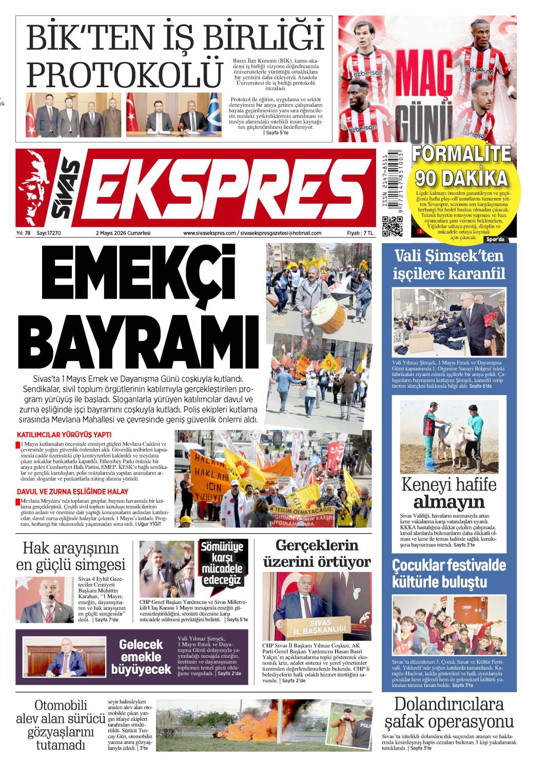 2 Mayıs tarihli gazetemiz 1