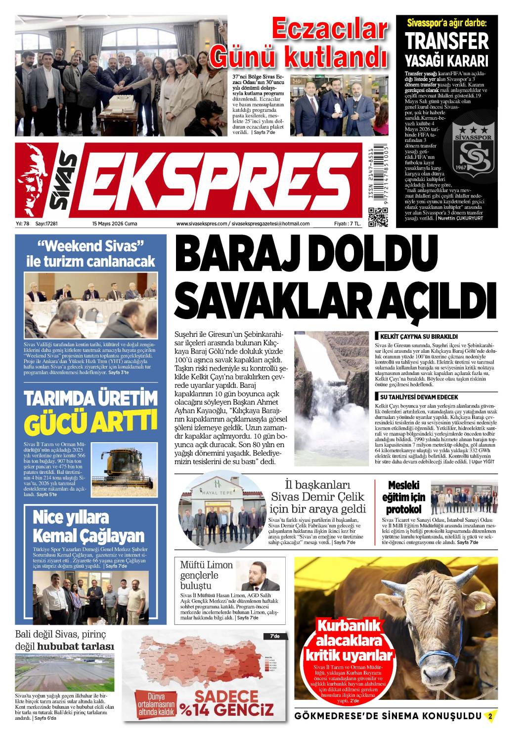 15 Mayıs tarihli gazetemiz 2