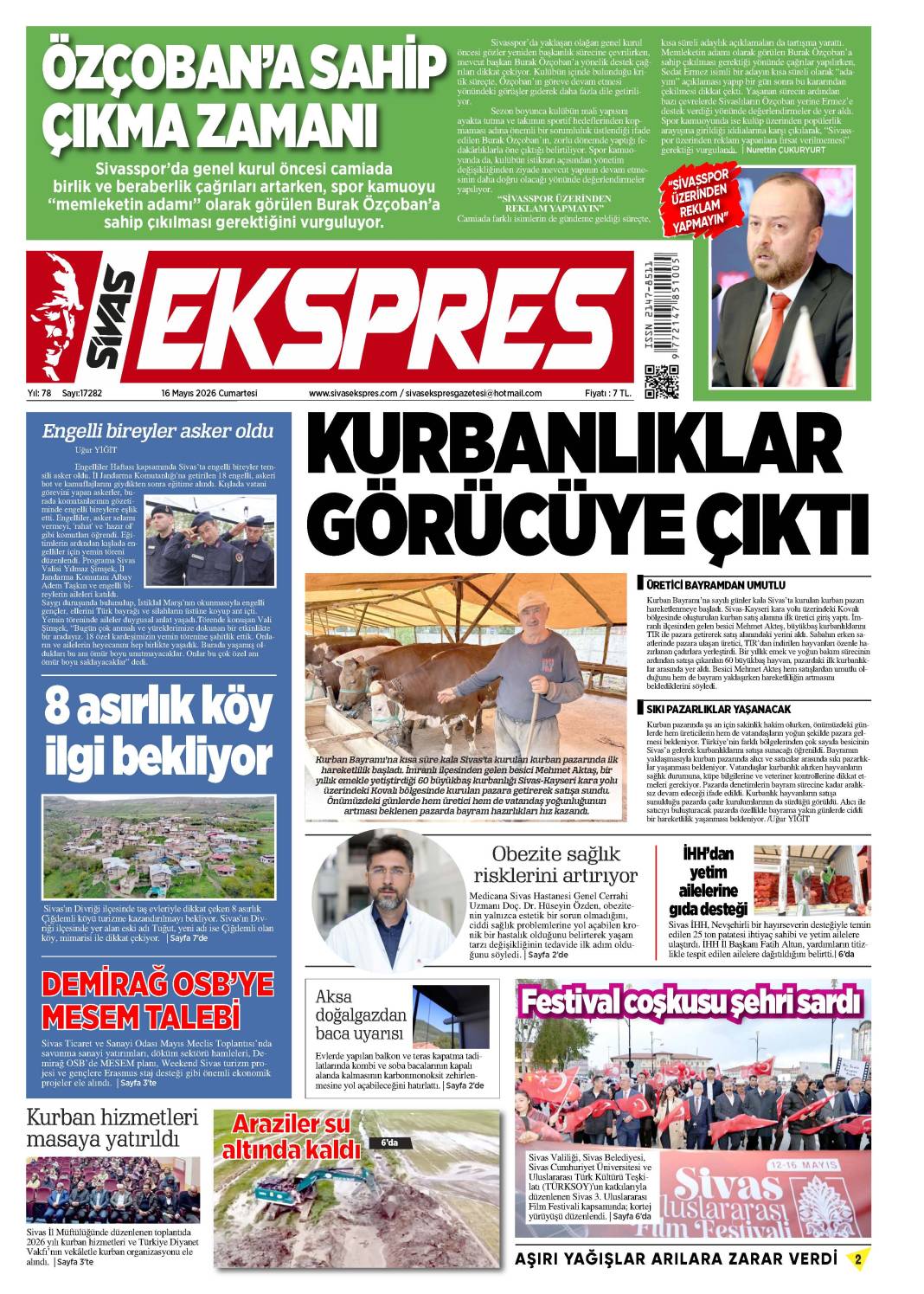 16 Mayıs tarihli gazetemiz 1