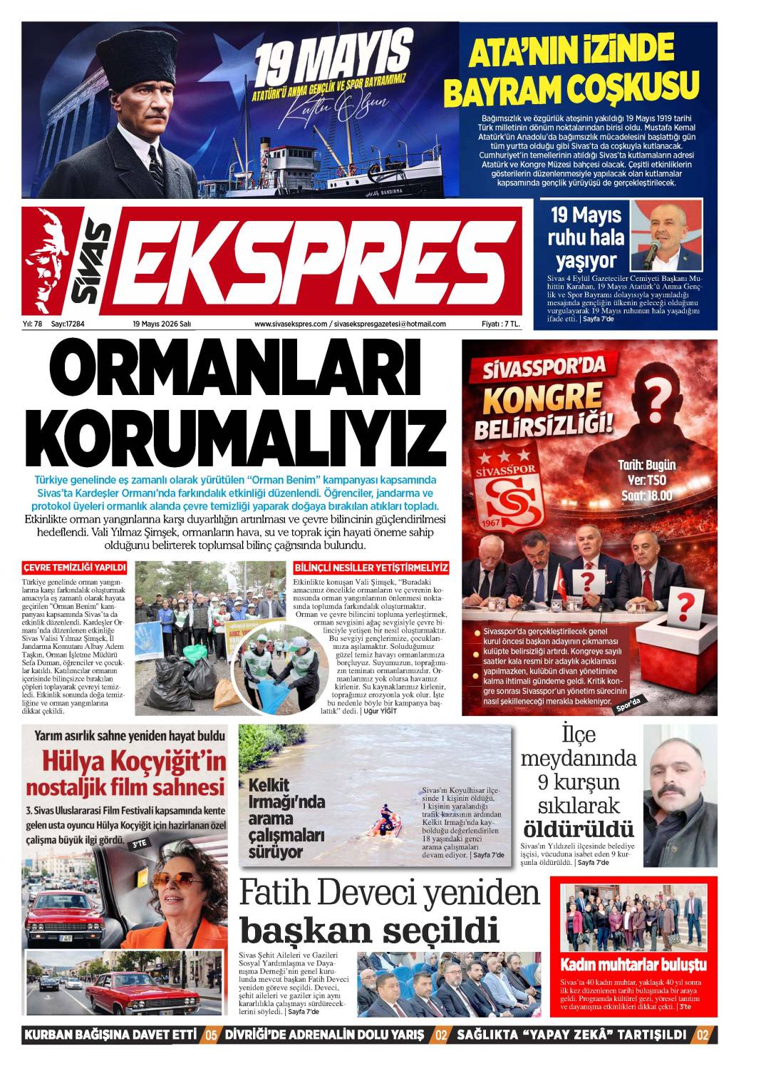 19 Mayıs tarihli gazetemiz 2