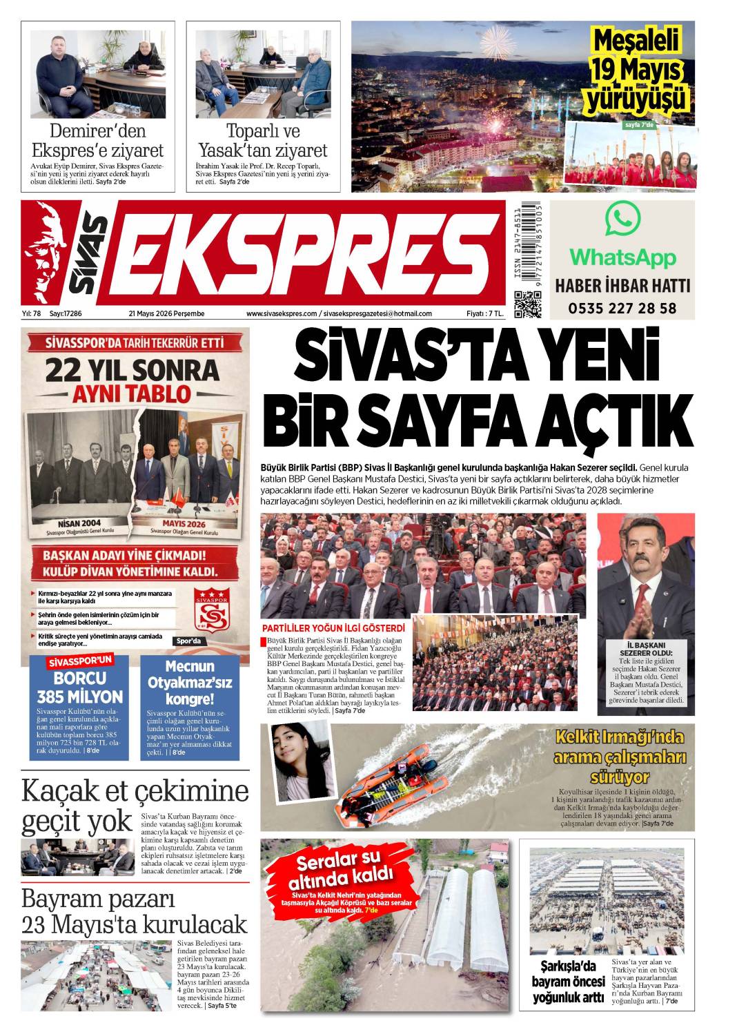 21 Mayıs tarihli gazetemiz 2