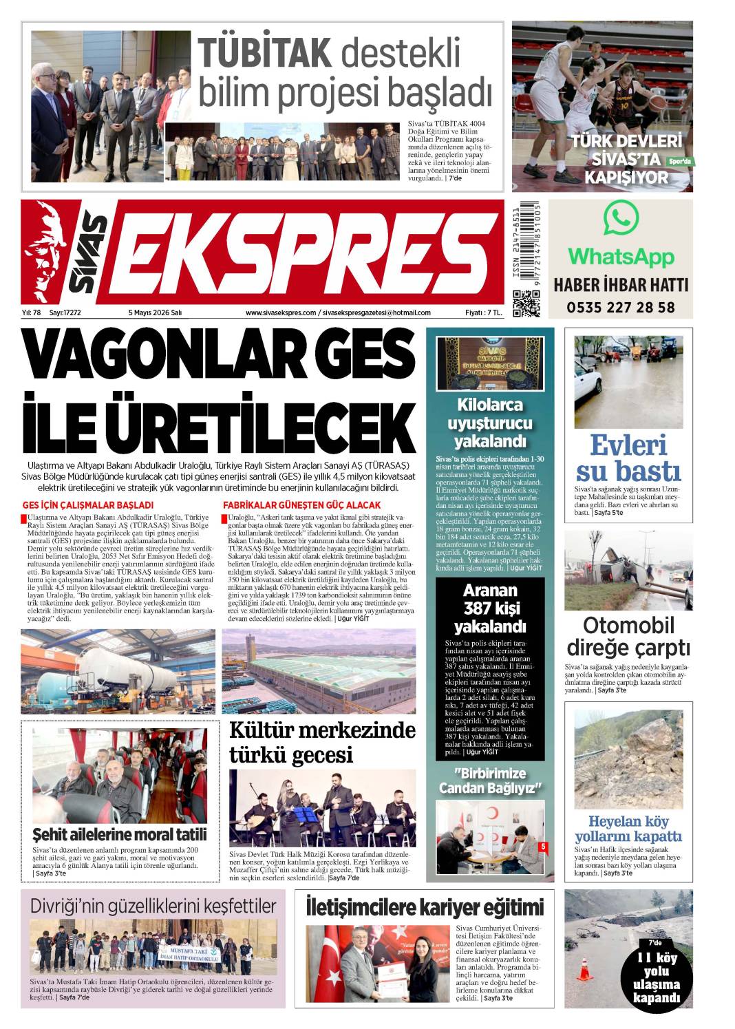 5 Mayıs tarihli gazetemiz 2