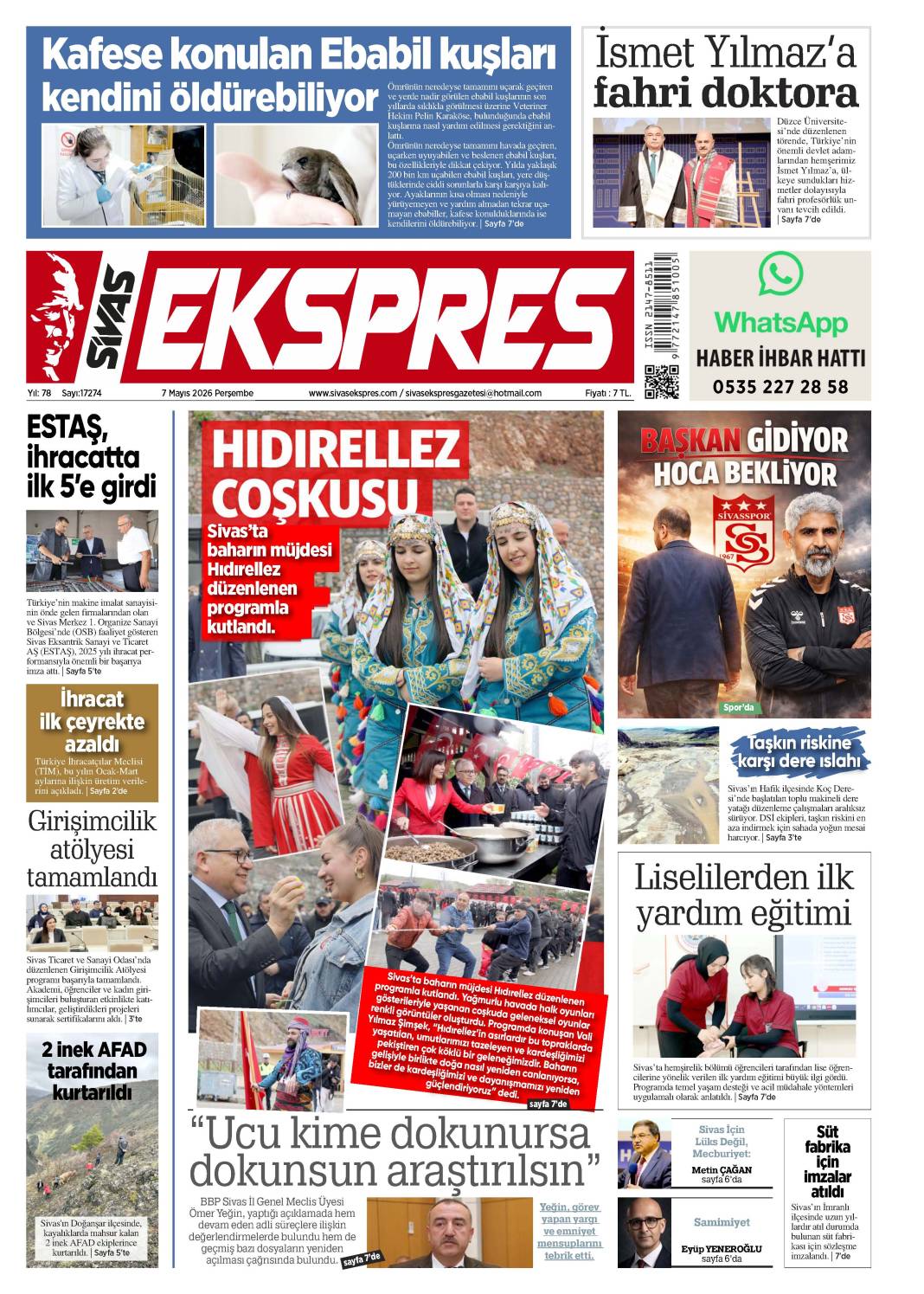 7 Mayıs tarihli gazetemiz 1