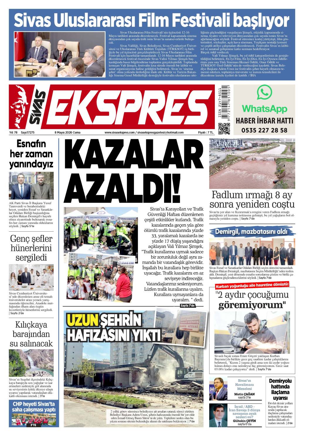 8 Mayıs tarihli gazetemiz 1