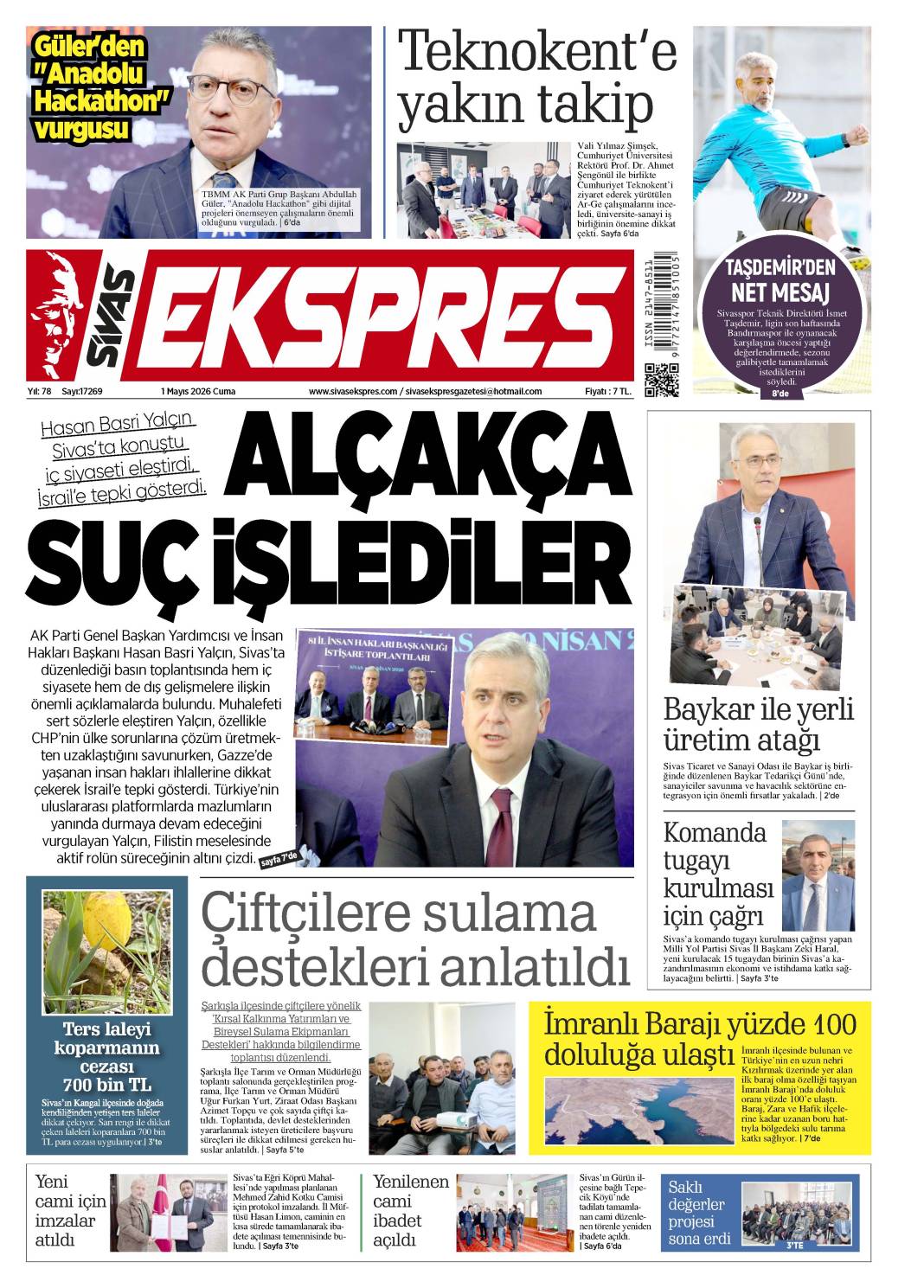 1 Mayıs tarihli gazetemiz 1