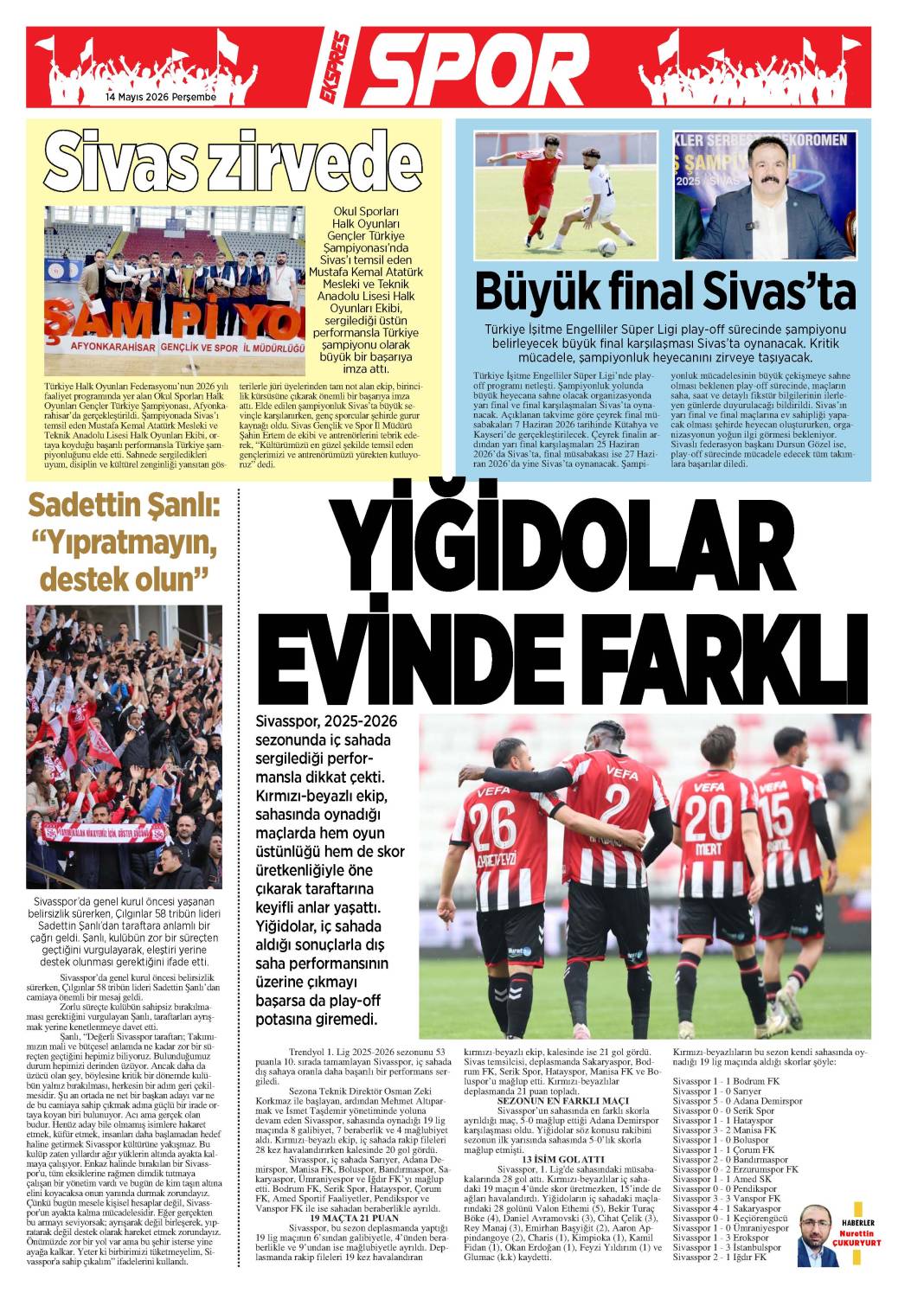 14 Mayıs tarihli gazetemiz 2