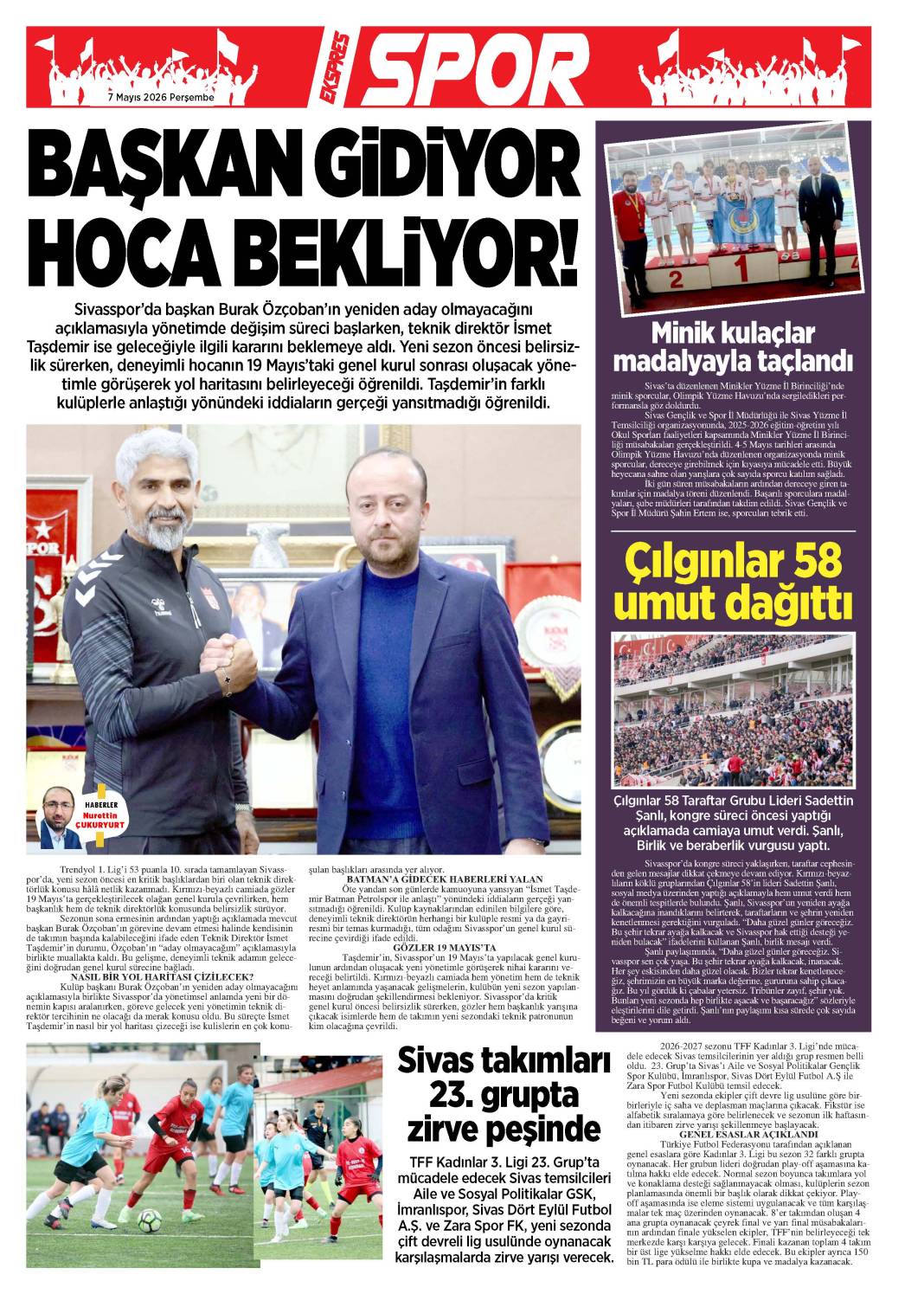 7 Mayıs tarihli gazetemiz 2