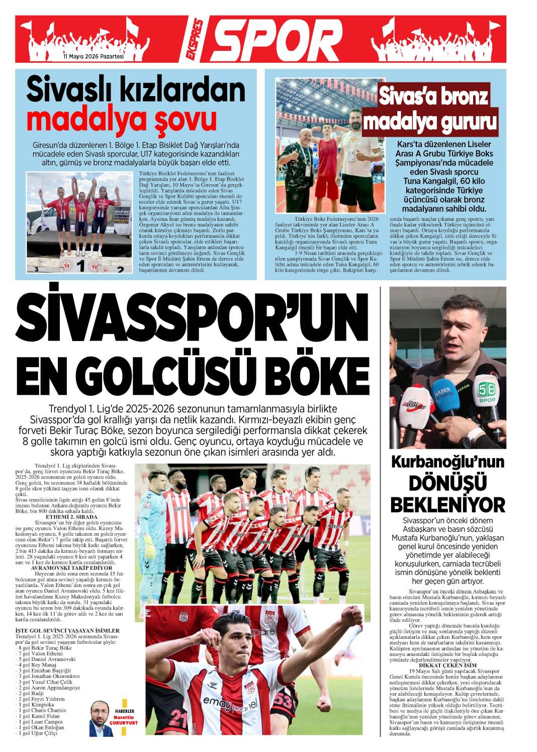 12 Mayıs tarihli gazetemiz 2