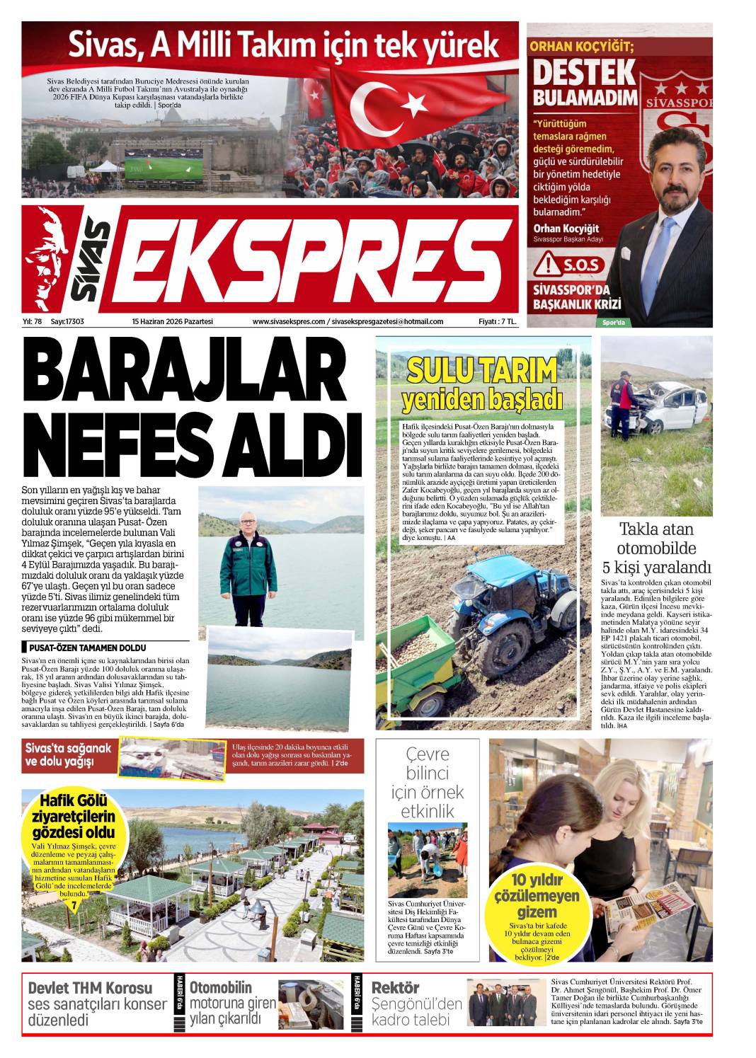 15 Haziran tarihli gazetemiz 2