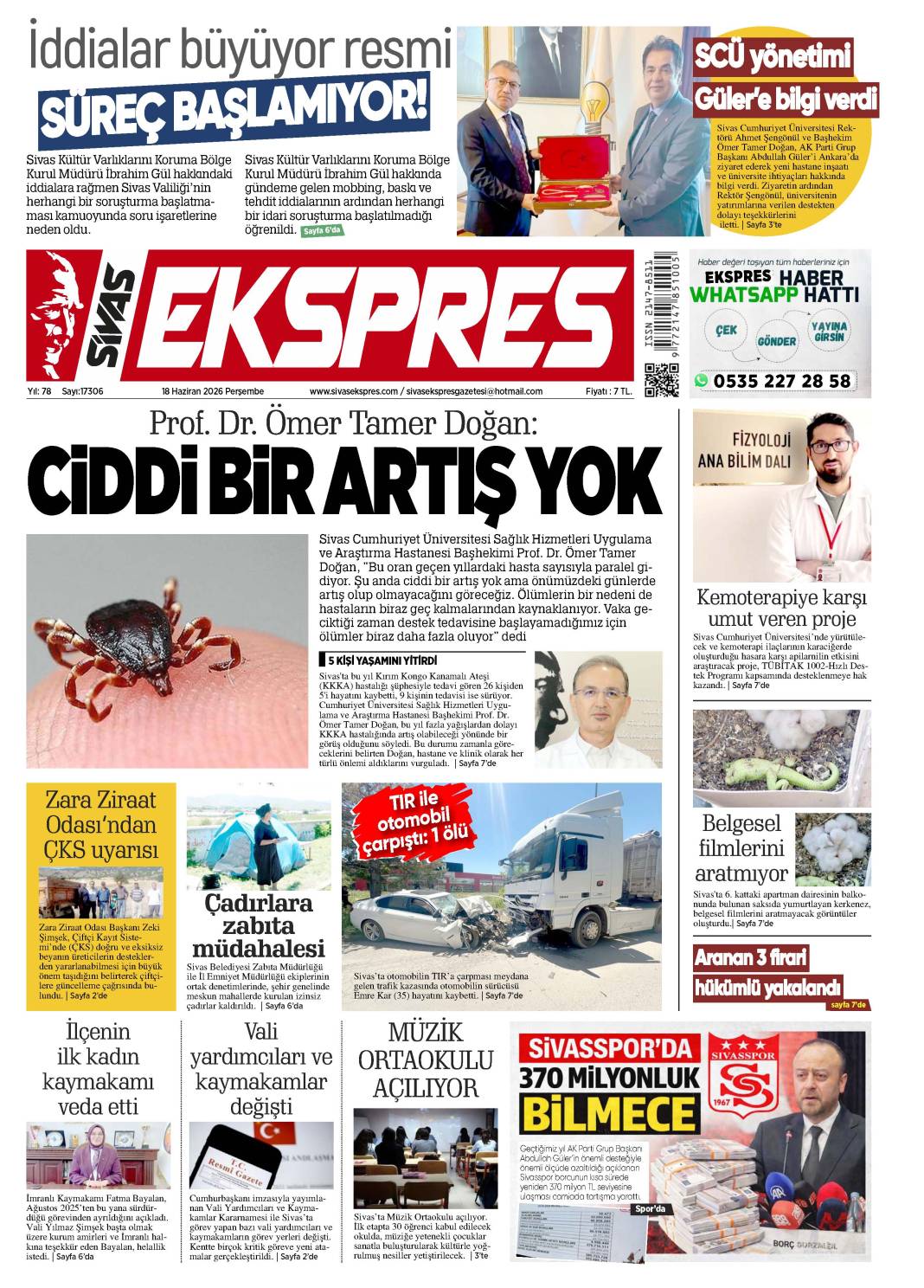 18 Haziran tarihli gazetemiz 1