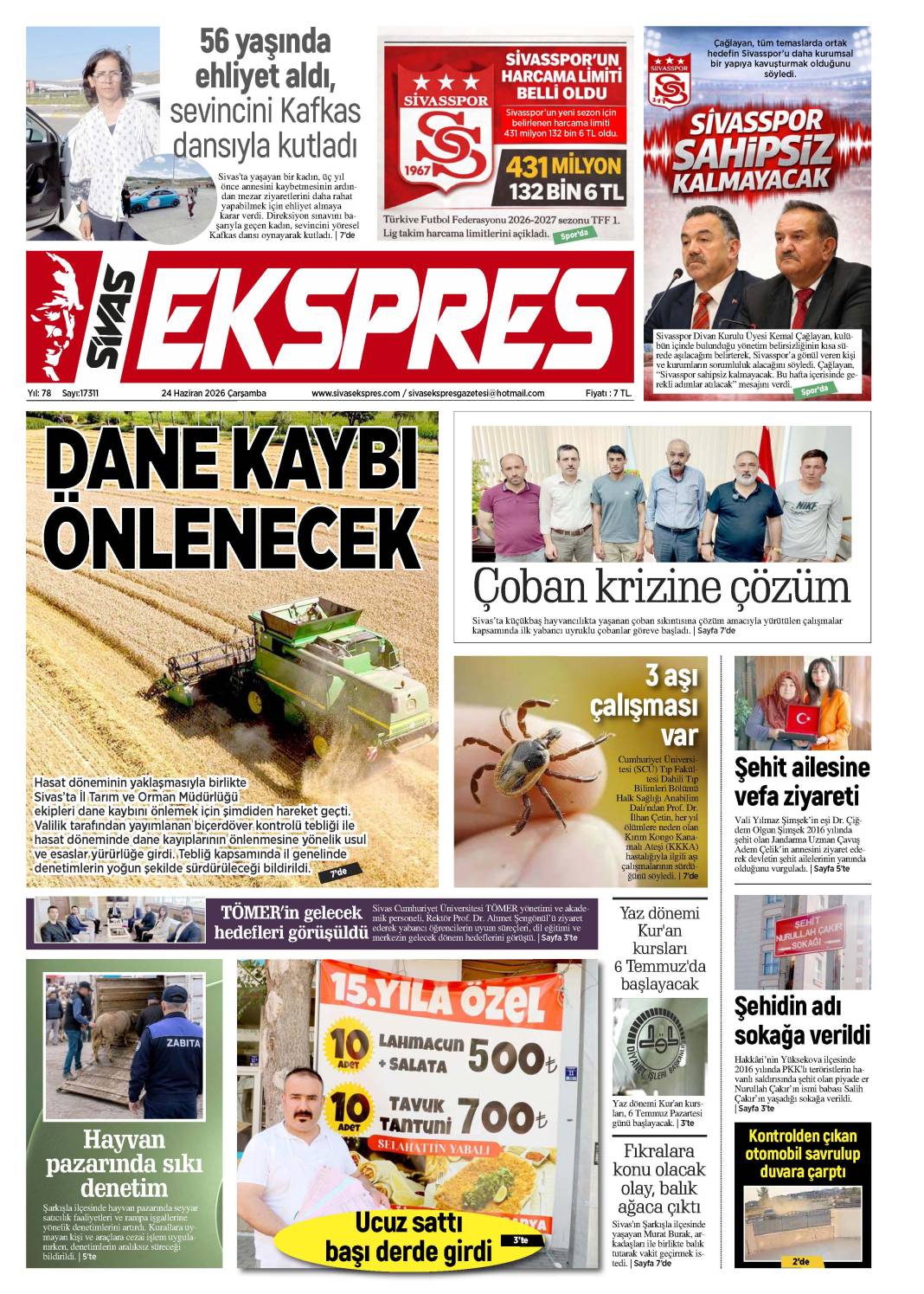 24 Haziran tarihli gazetemiz 1
