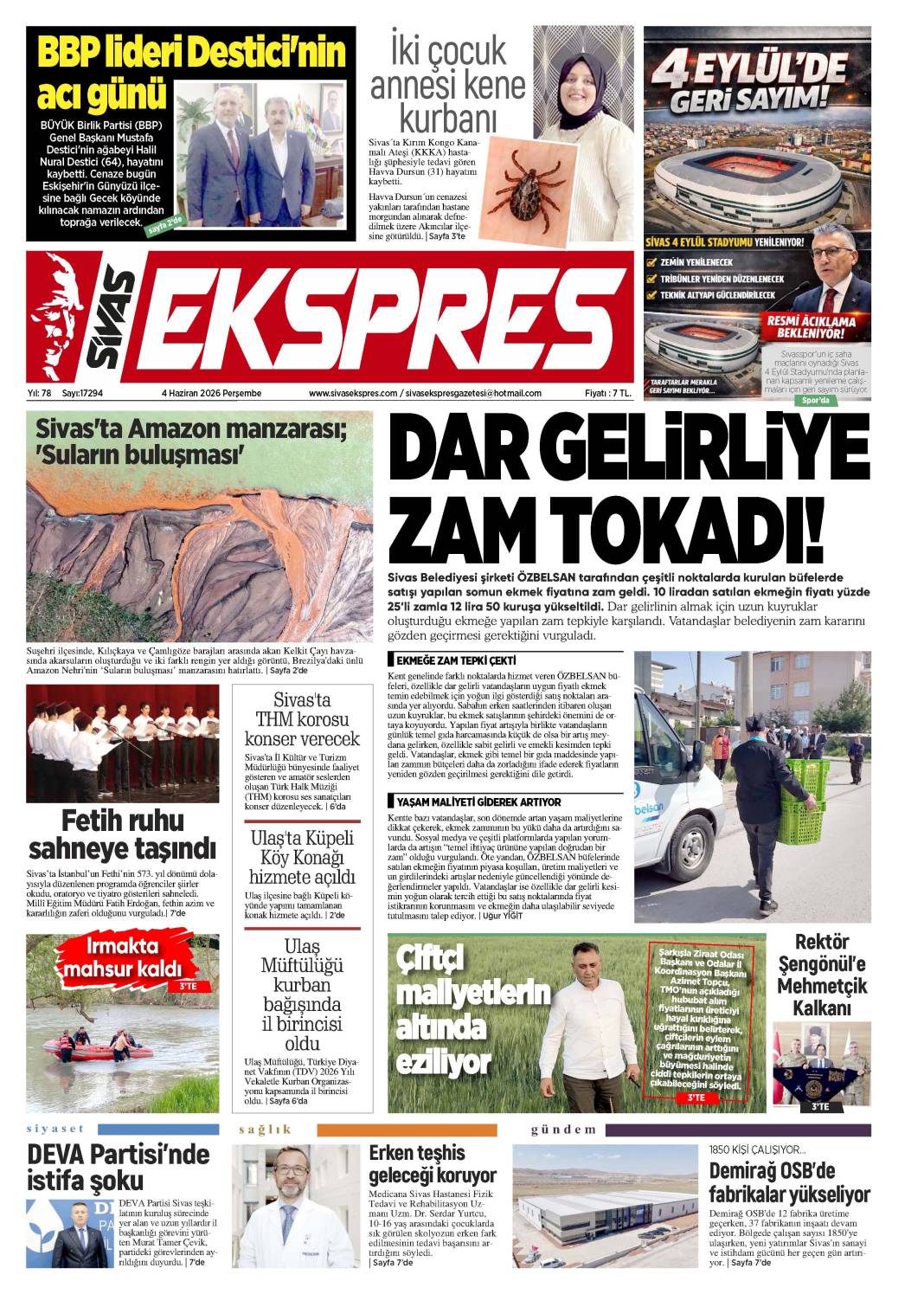 4 Haziran tarihli gazetemiz 2