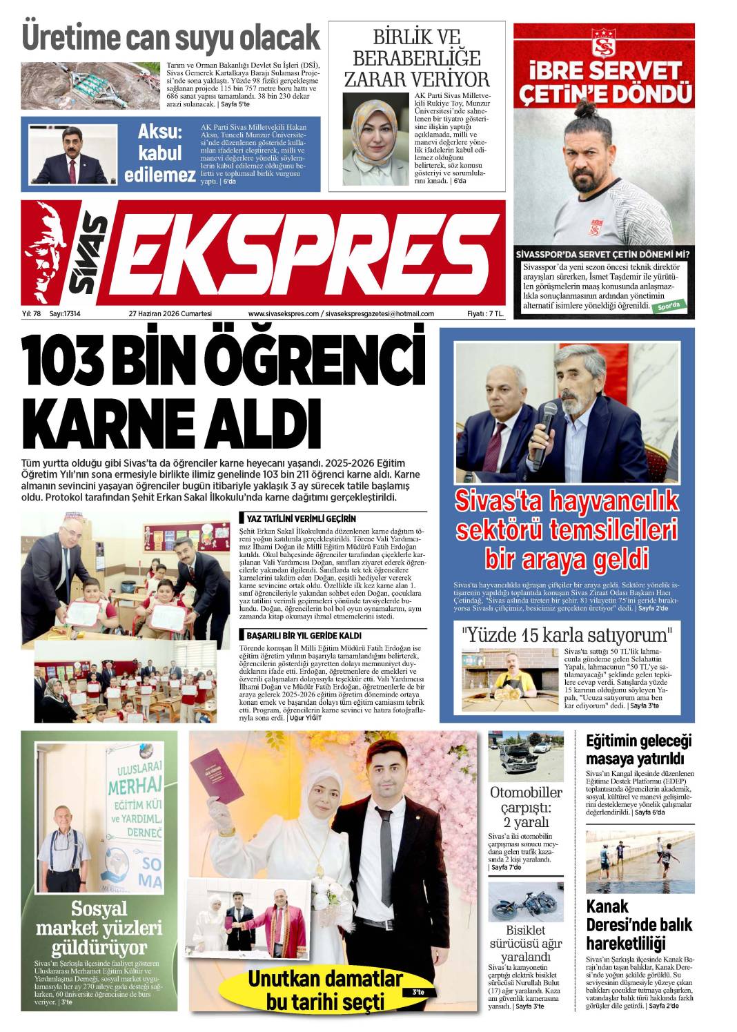 27 Haziran tarihli gazetemiz 1