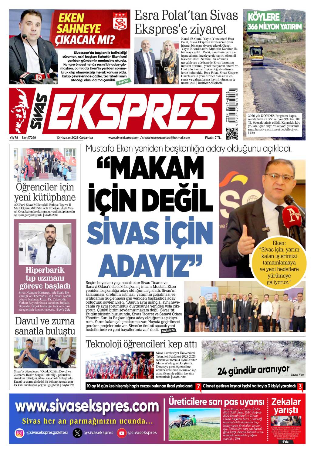 10 Haziran tarihli gazetemiz 1