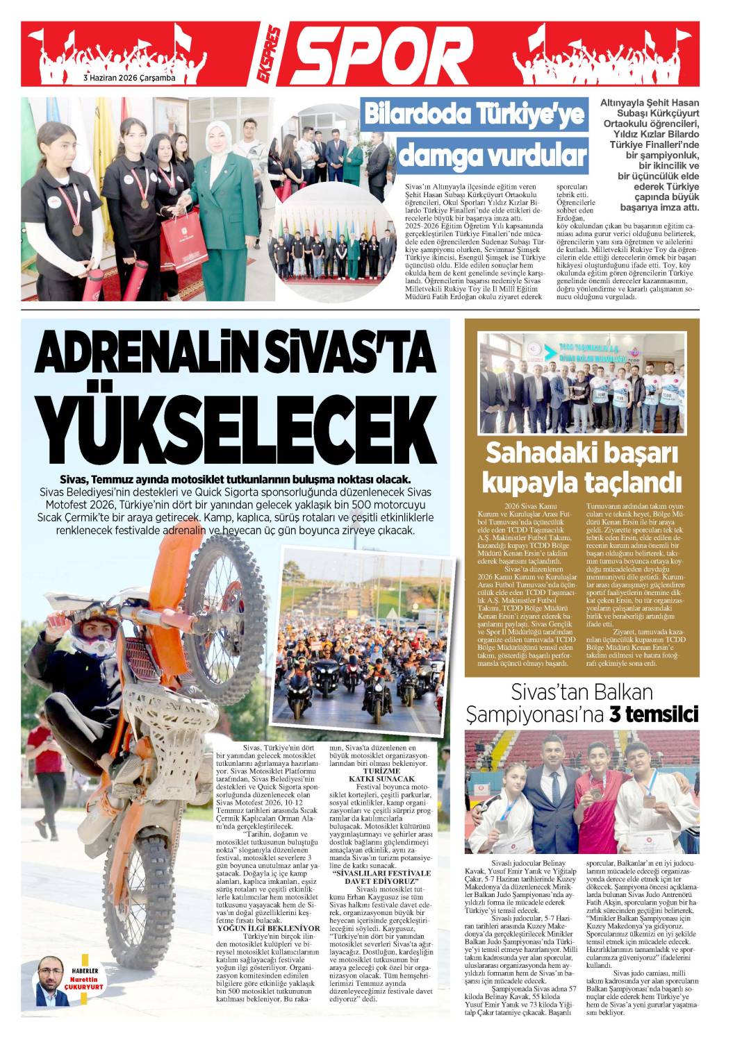 3 Haziran tarihli gazetemiz 2
