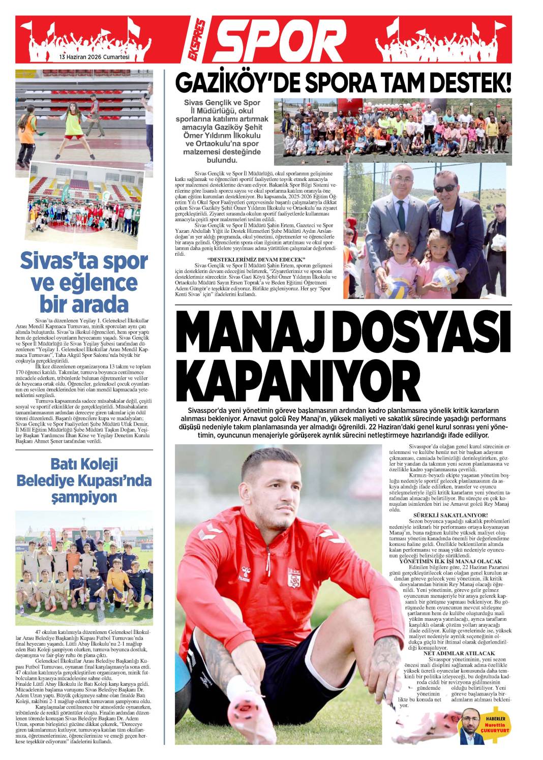 13 Haziran tarihli gazetemiz 1
